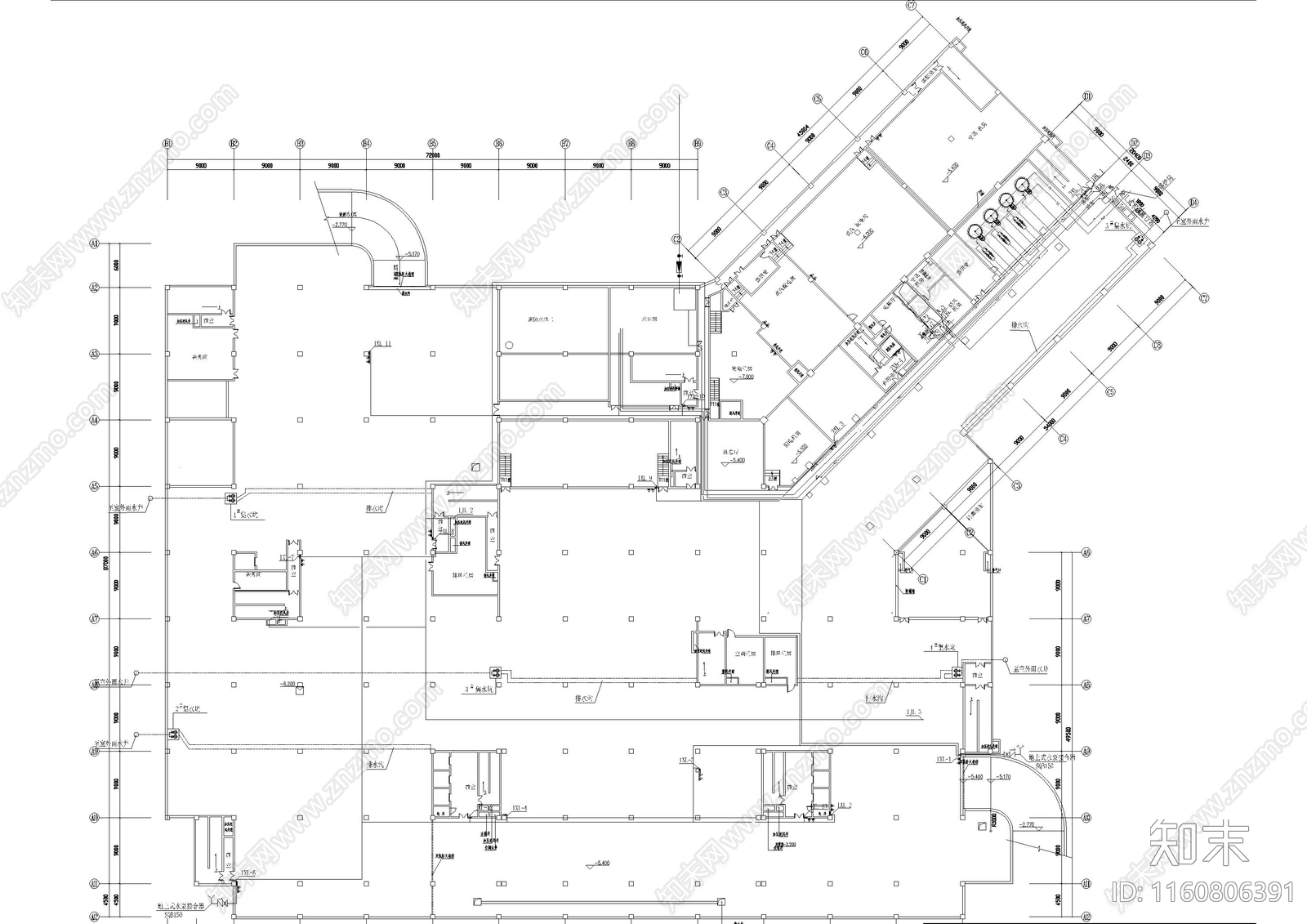 地下室宾馆给排水cad施工图下载【ID:1160806391】