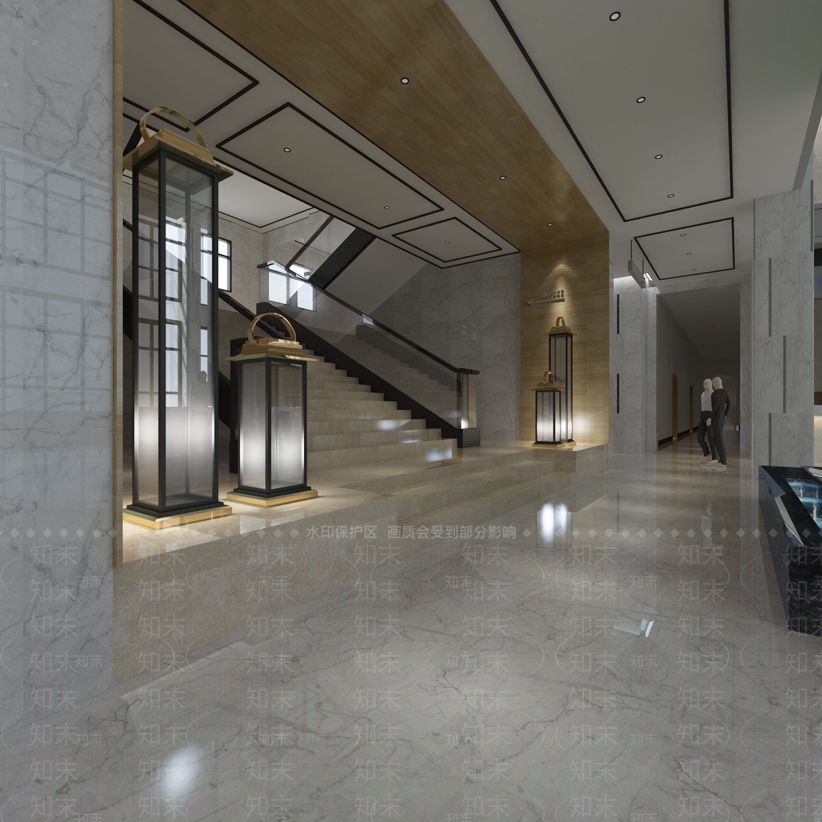 现代写字楼楼梯间3D模型下载【ID:1160806855】