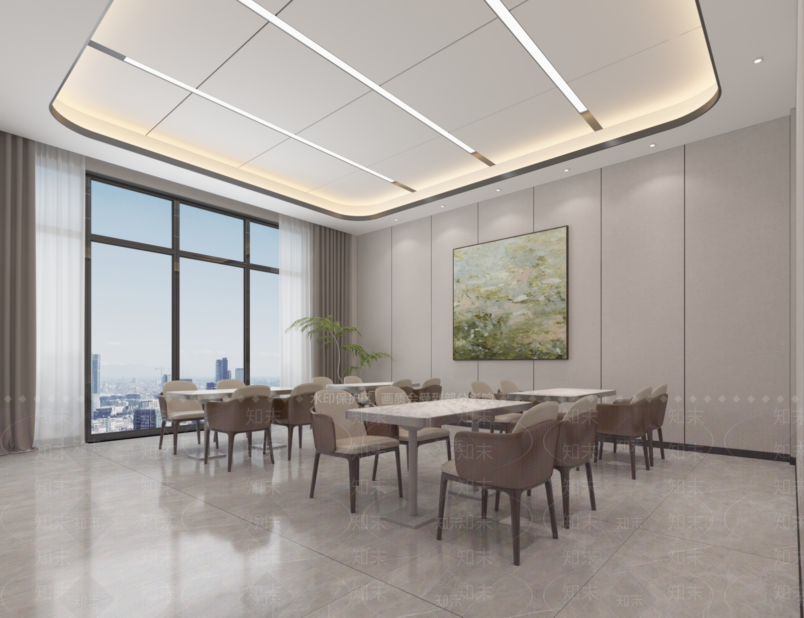 现代员工食堂3D模型下载【ID:1160810465】