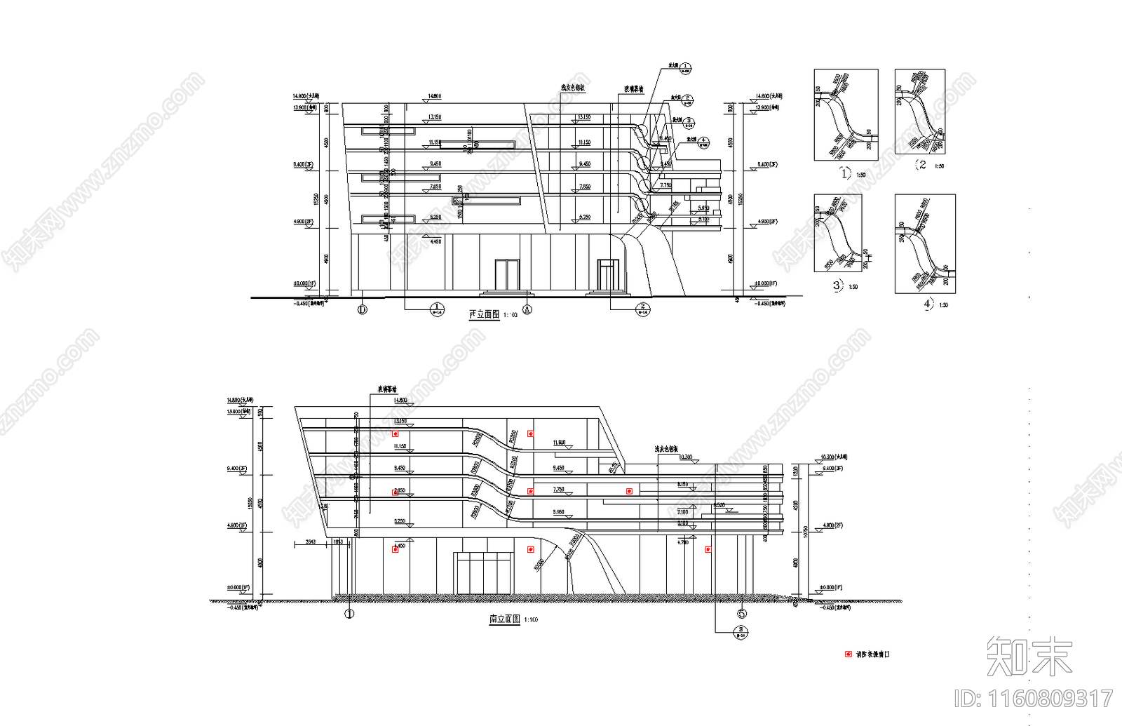 现代商业楼建筑竣工图cad施工图下载【ID:1160809317】