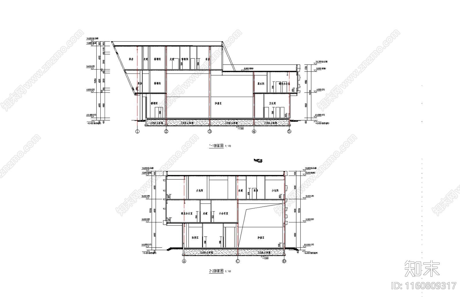 现代商业楼建筑竣工图cad施工图下载【ID:1160809317】