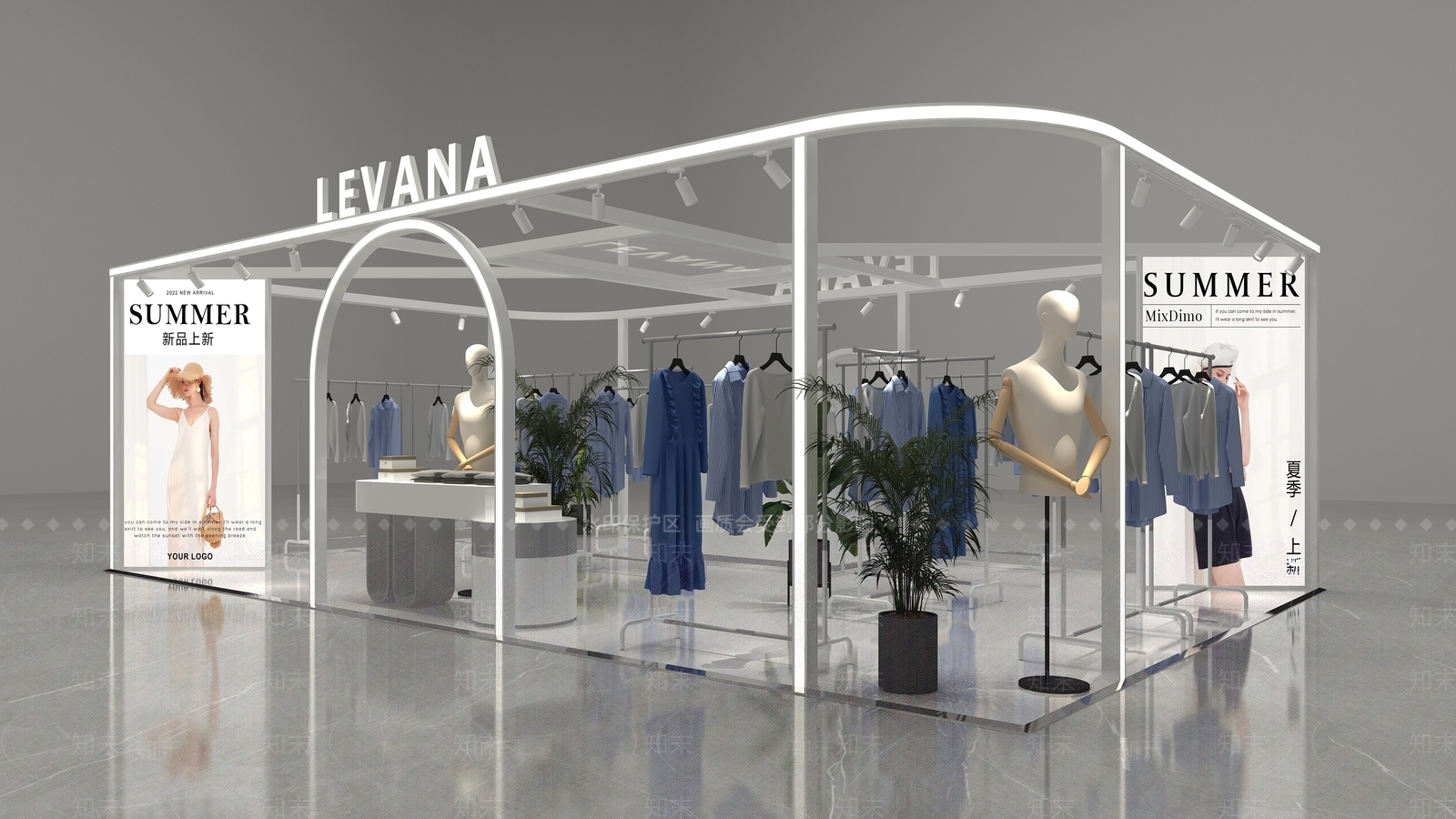现代服装中庭中岛店3D模型下载【ID:1160811465】