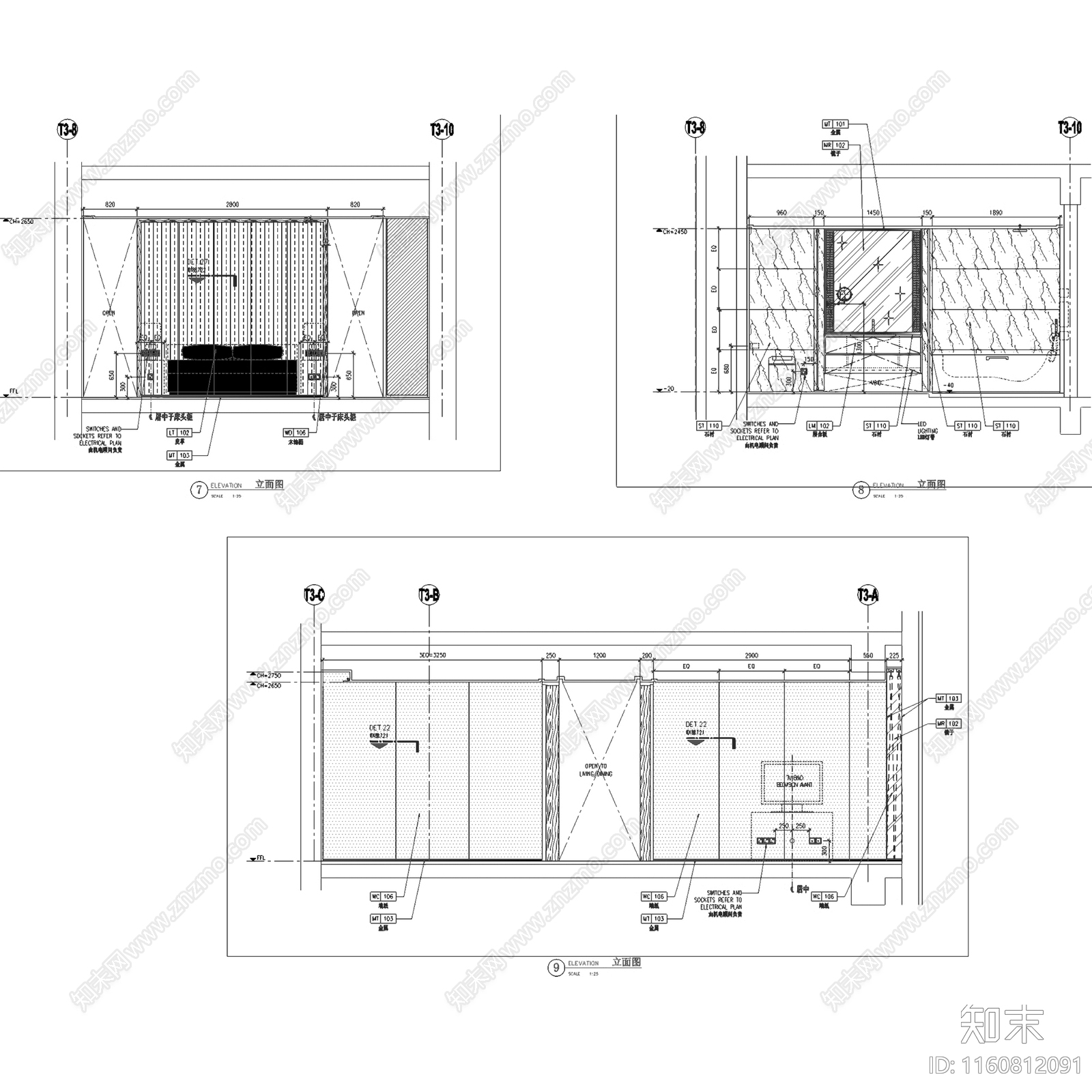 现代简约深圳华润城公寓室内家装施工图下载【ID:1160812091】