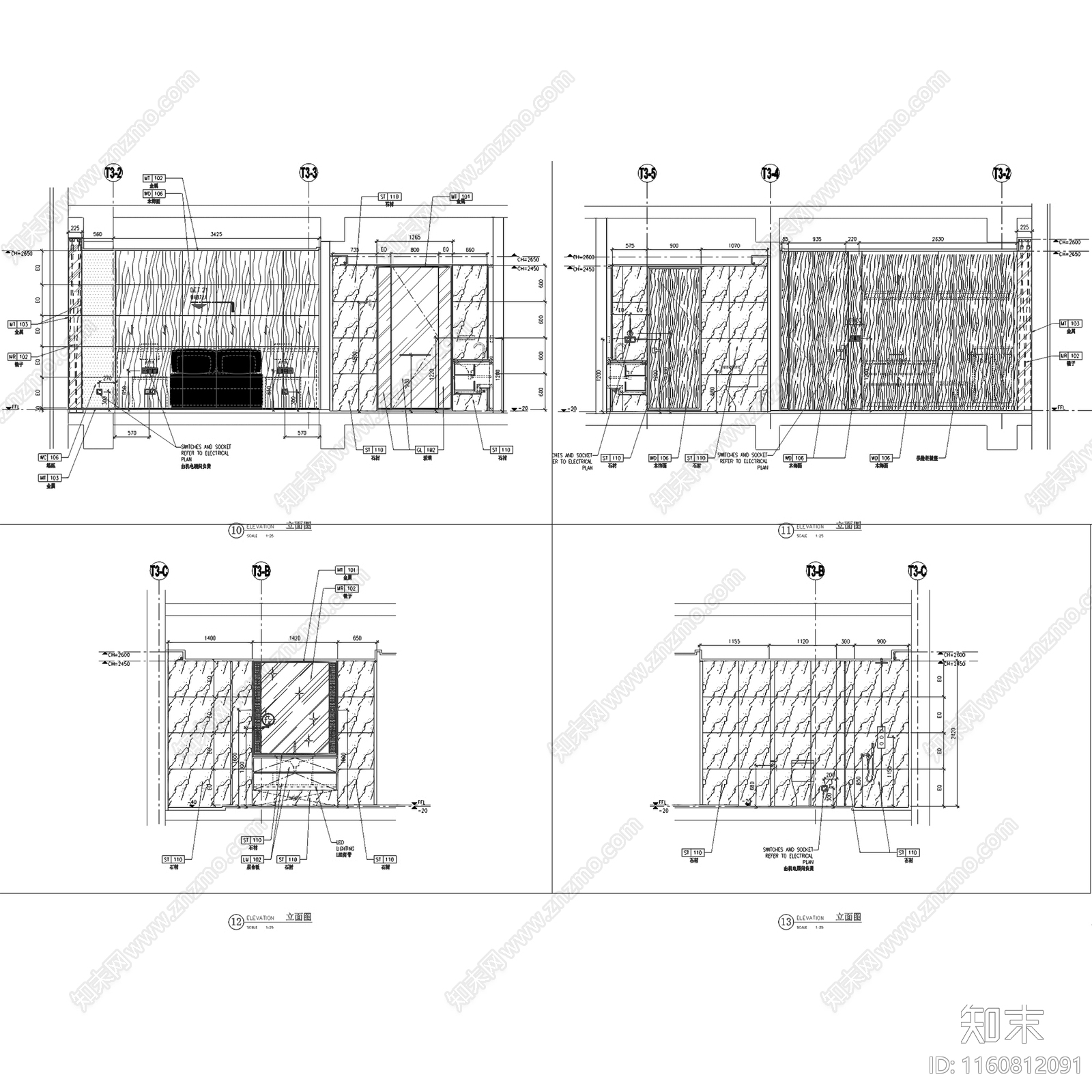 现代简约深圳华润城公寓室内家装施工图下载【ID:1160812091】