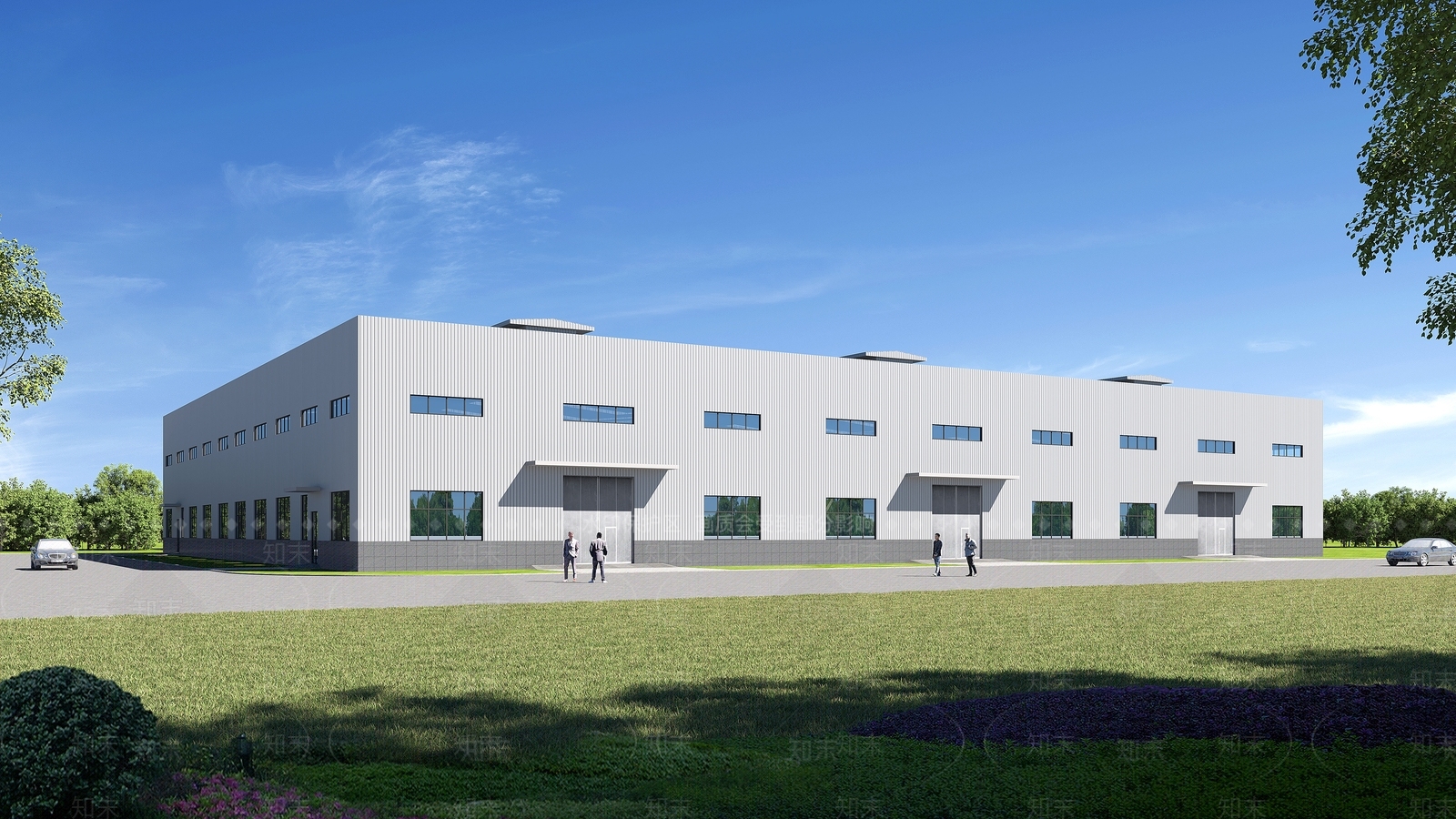 现代钢结构工业厂房3D模型下载【ID:1160812957】