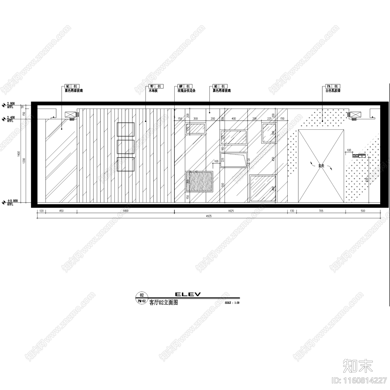 北欧简约水岸清华三室两厅两卫大平层室内家装cad施工图下载【ID:1160814227】