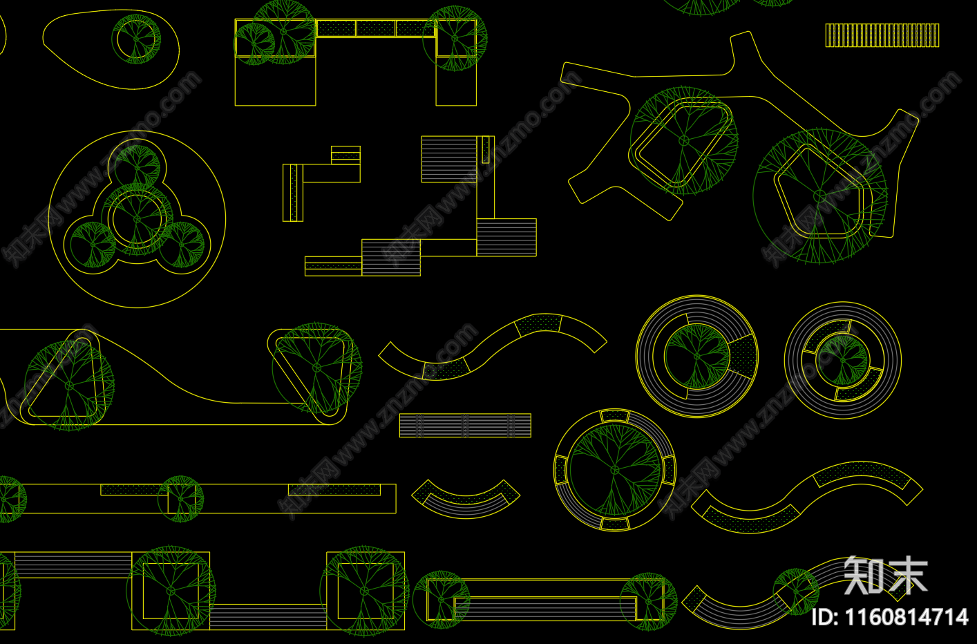 常用树池座凳图块cad施工图下载【ID:1160814714】