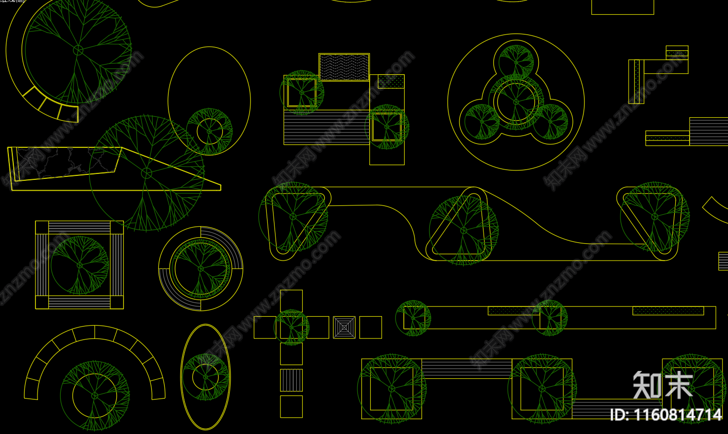 常用树池座凳图块cad施工图下载【ID:1160814714】