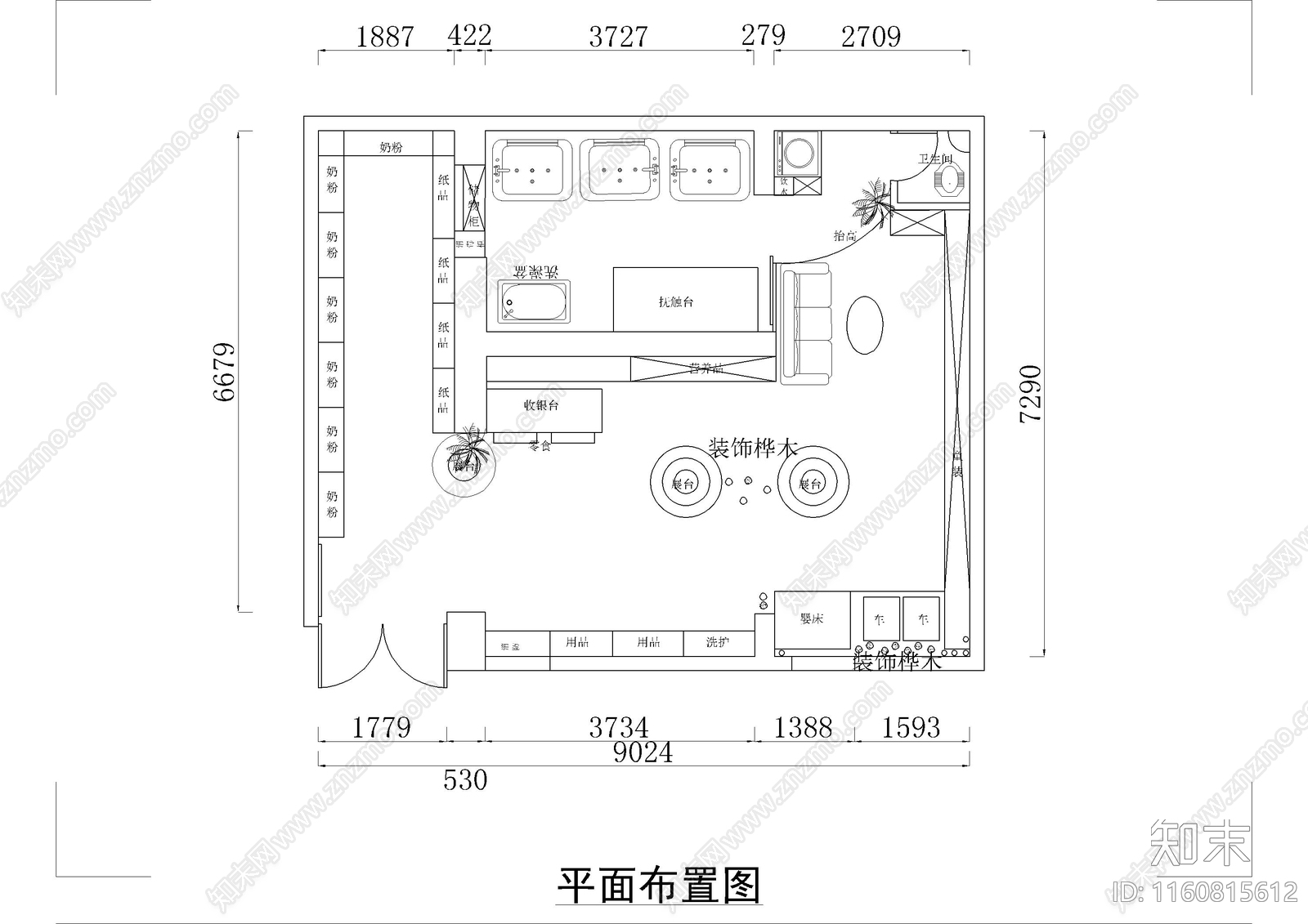 现代母婴店cad施工图下载【ID:1160815612】