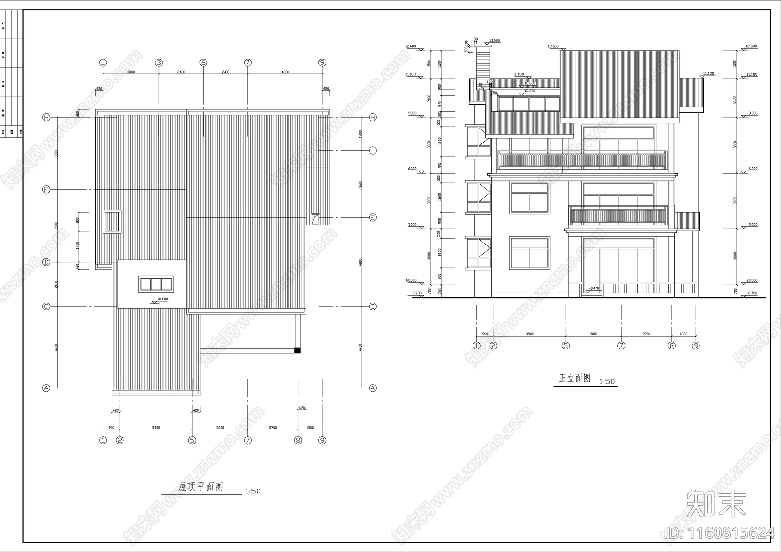 三层农村别墅建筑cad施工图下载【ID:1160815624】