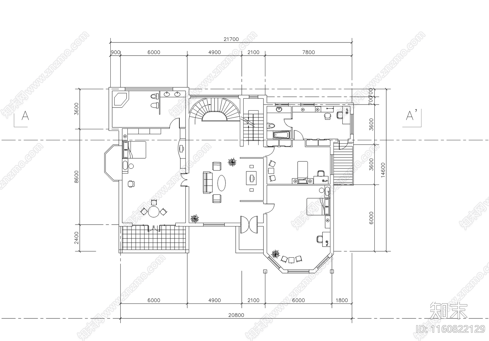 京郊区别墅单体设计cad施工图下载【ID:1160822129】