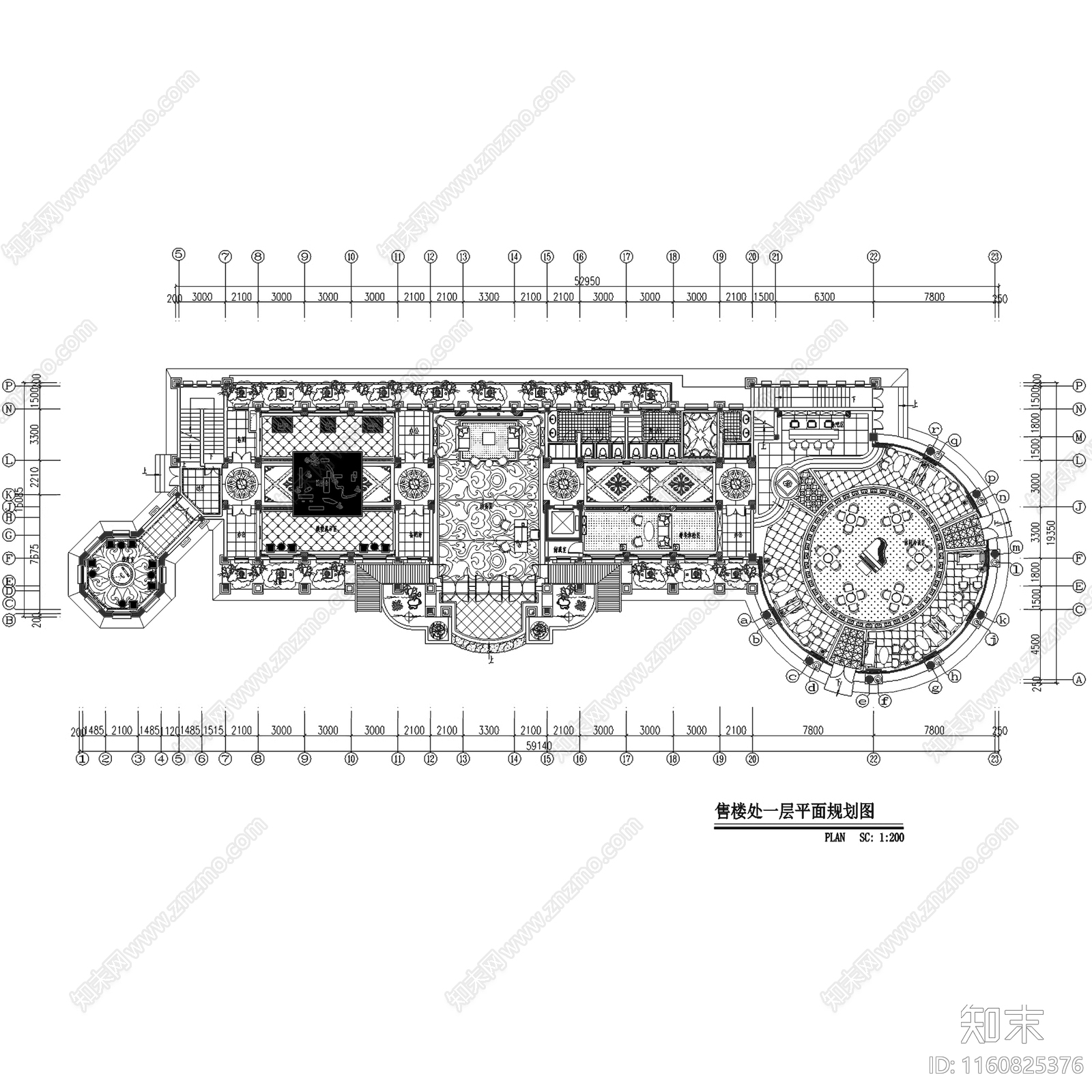 欧式轻奢十二橡树庄园售楼处室内工装cad施工图下载【ID:1160825376】