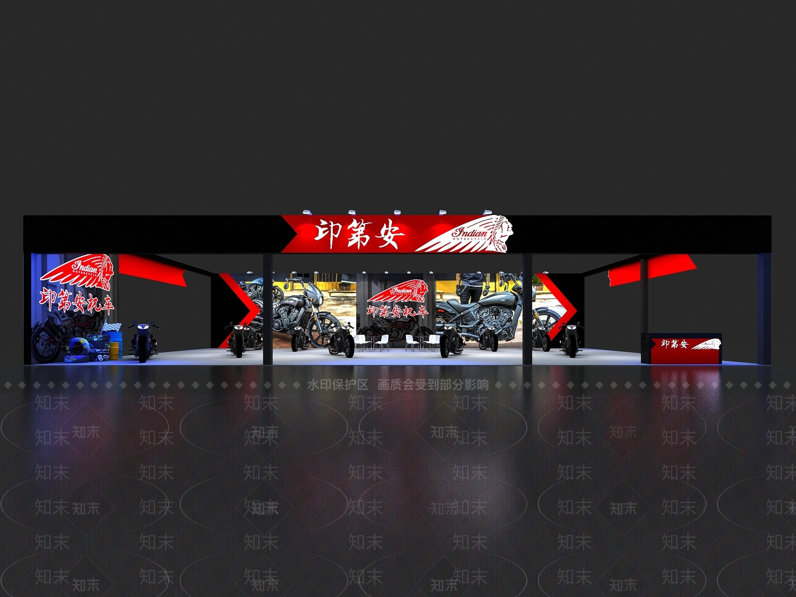 现代机车展厅3D模型下载【ID:1160829332】