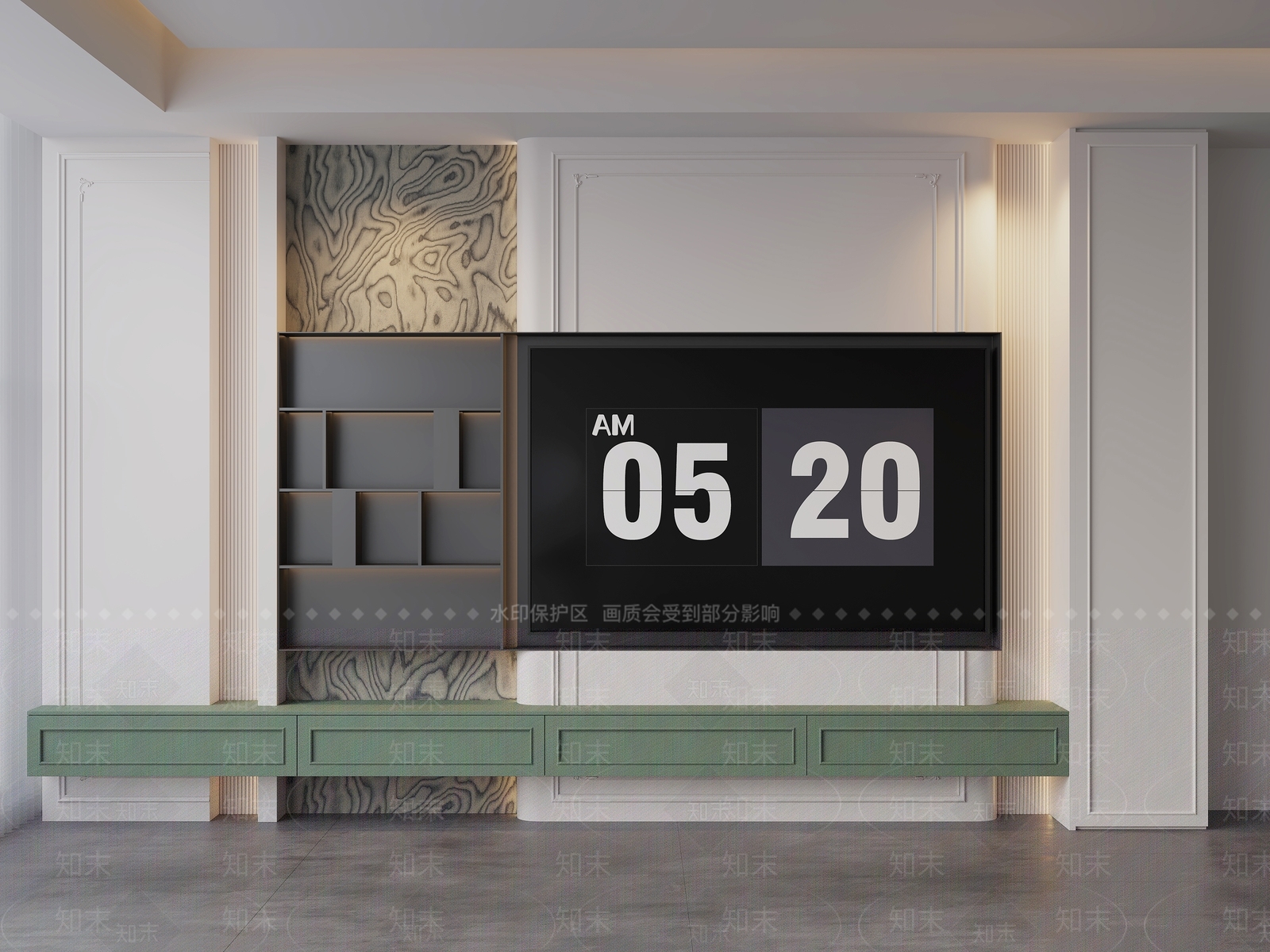 美式电视背景墙3D模型下载【ID:1160830298】