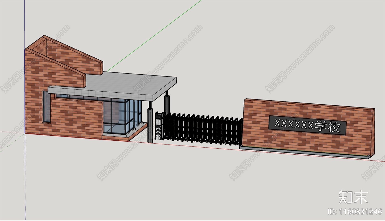 现代学校大门入口SU模型下载【ID:1160831246】