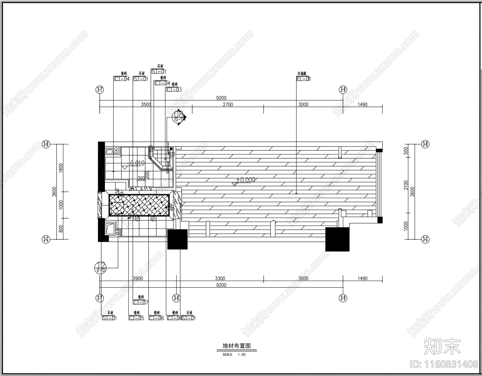 公寓样板装饰施工全套图cad施工图下载【ID:1160831408】