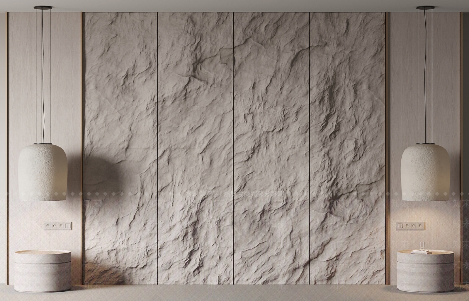 现代卧室背景墙3D模型下载【ID:1160831492】