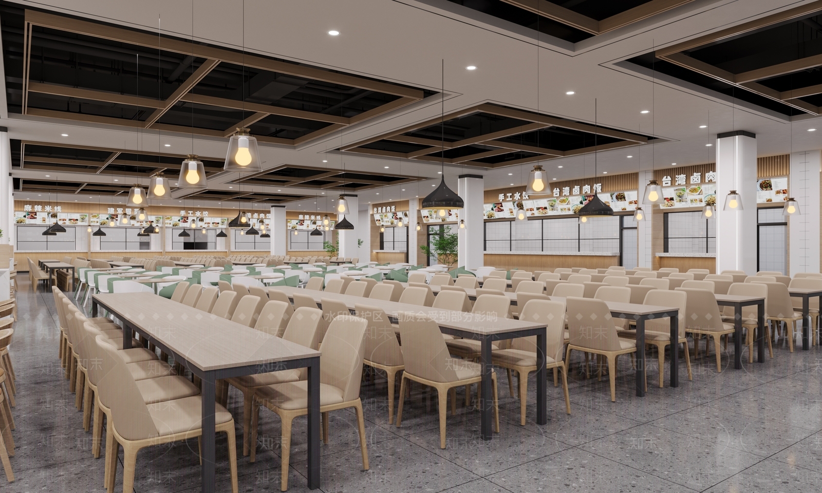 现代学校餐厅3D模型下载【ID:1160832218】