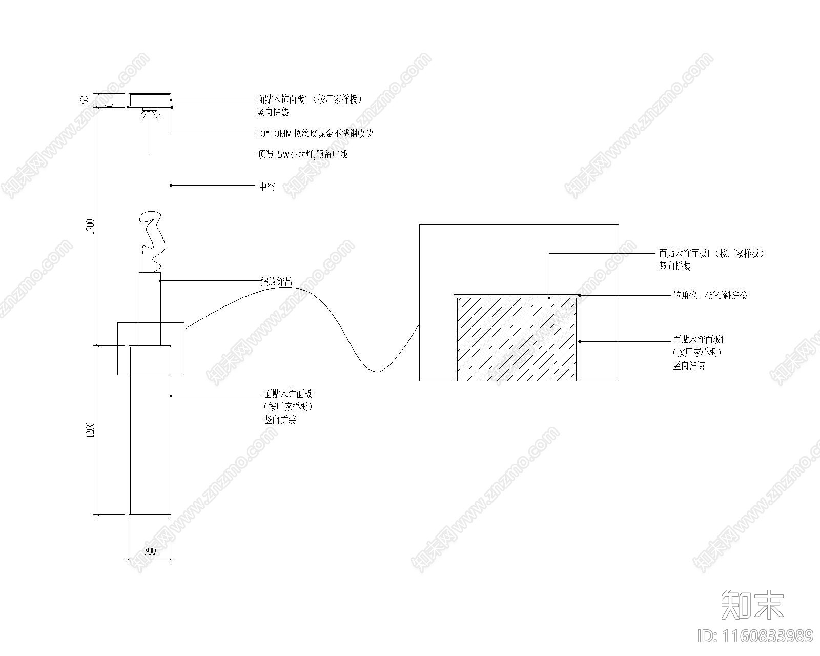 室内墙面收边cad施工图下载【ID:1160833989】