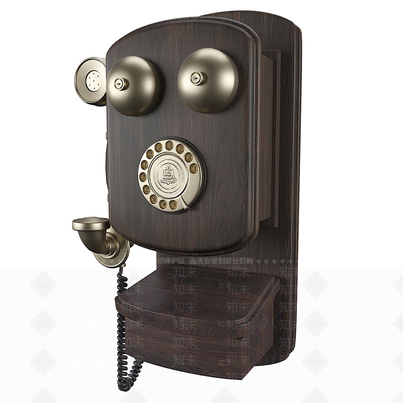 欧式古典电话机3D模型下载【ID:1160834682】