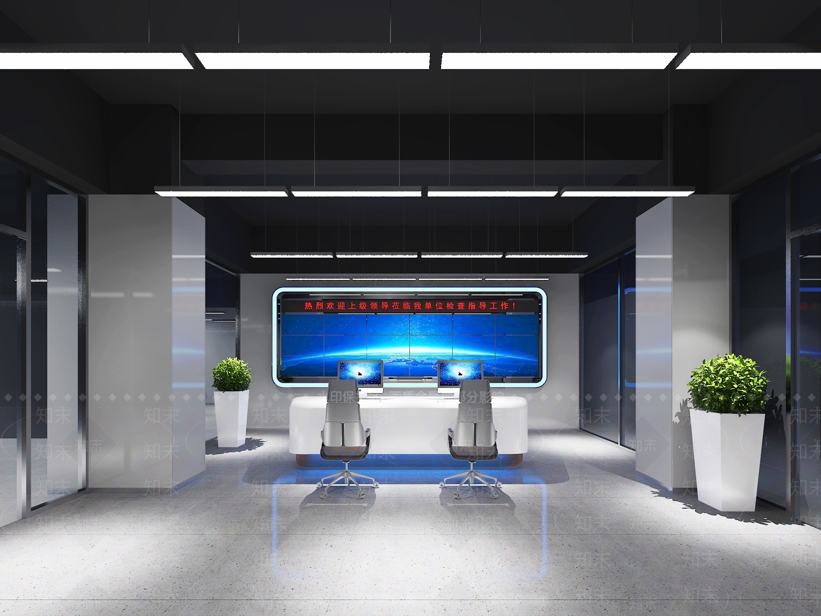 现代简约监控室及机房室3D模型下载【ID:1160836822】