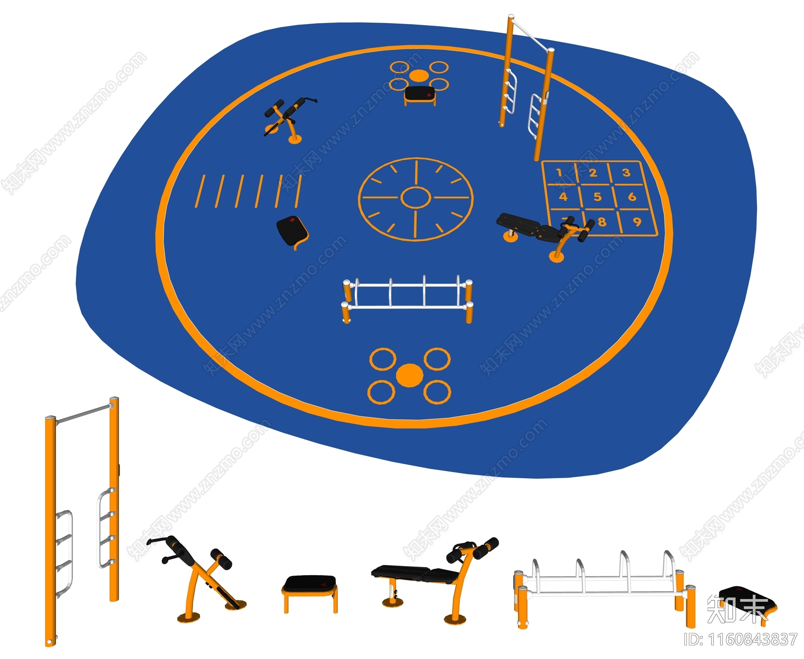 健身器材SU模型下载【ID:1160843837】