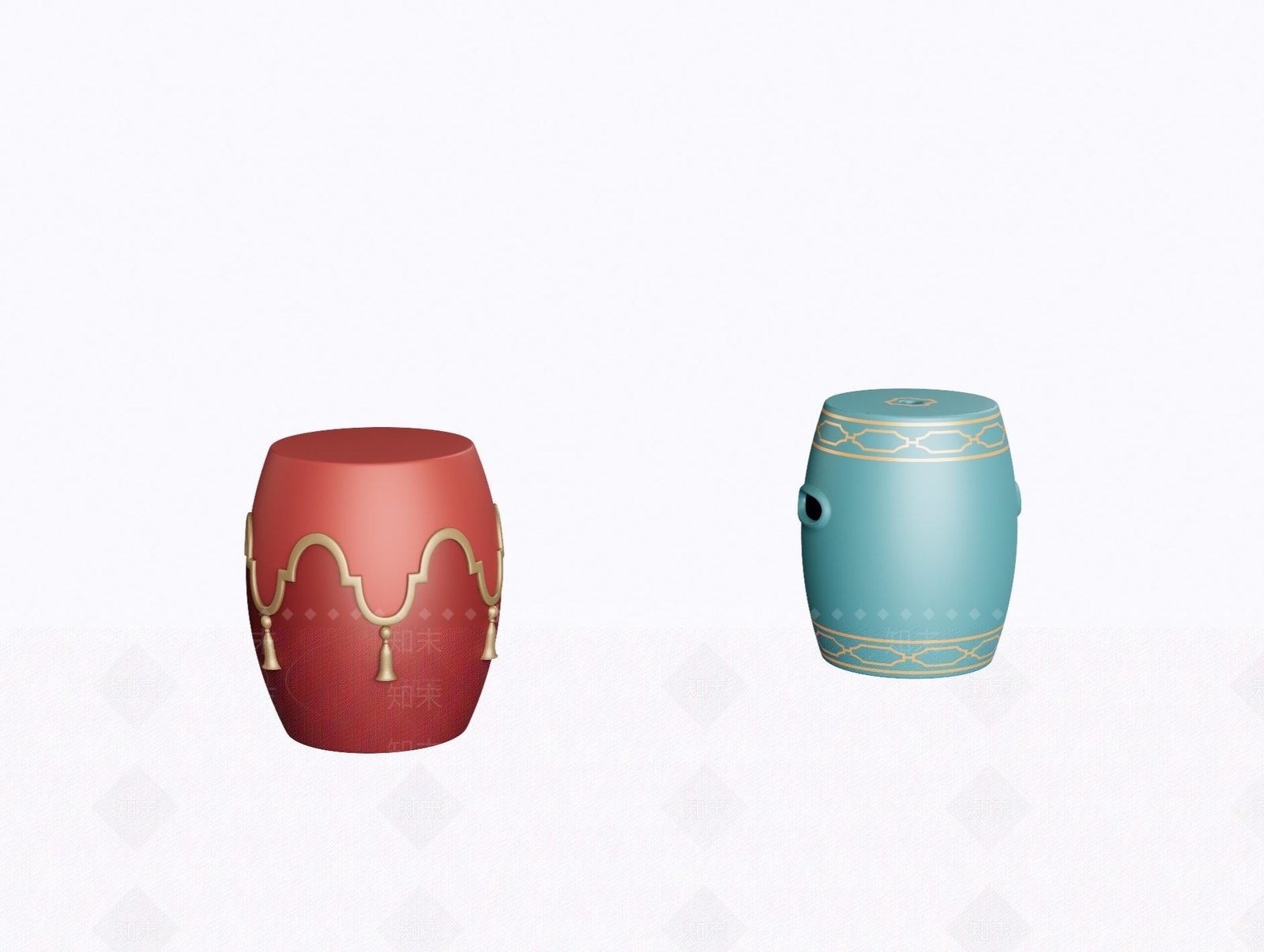 新中式鼓凳SU模型下载【ID:1160847240】