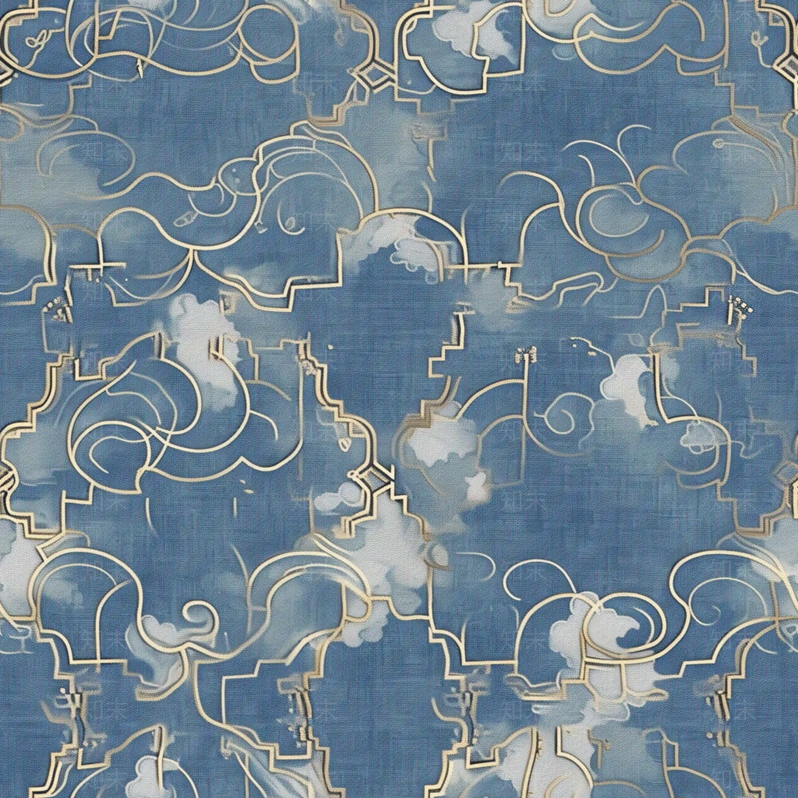 无缝新中式浅蓝色云纹酒店轻奢地毯贴图下载【ID:1160849971】