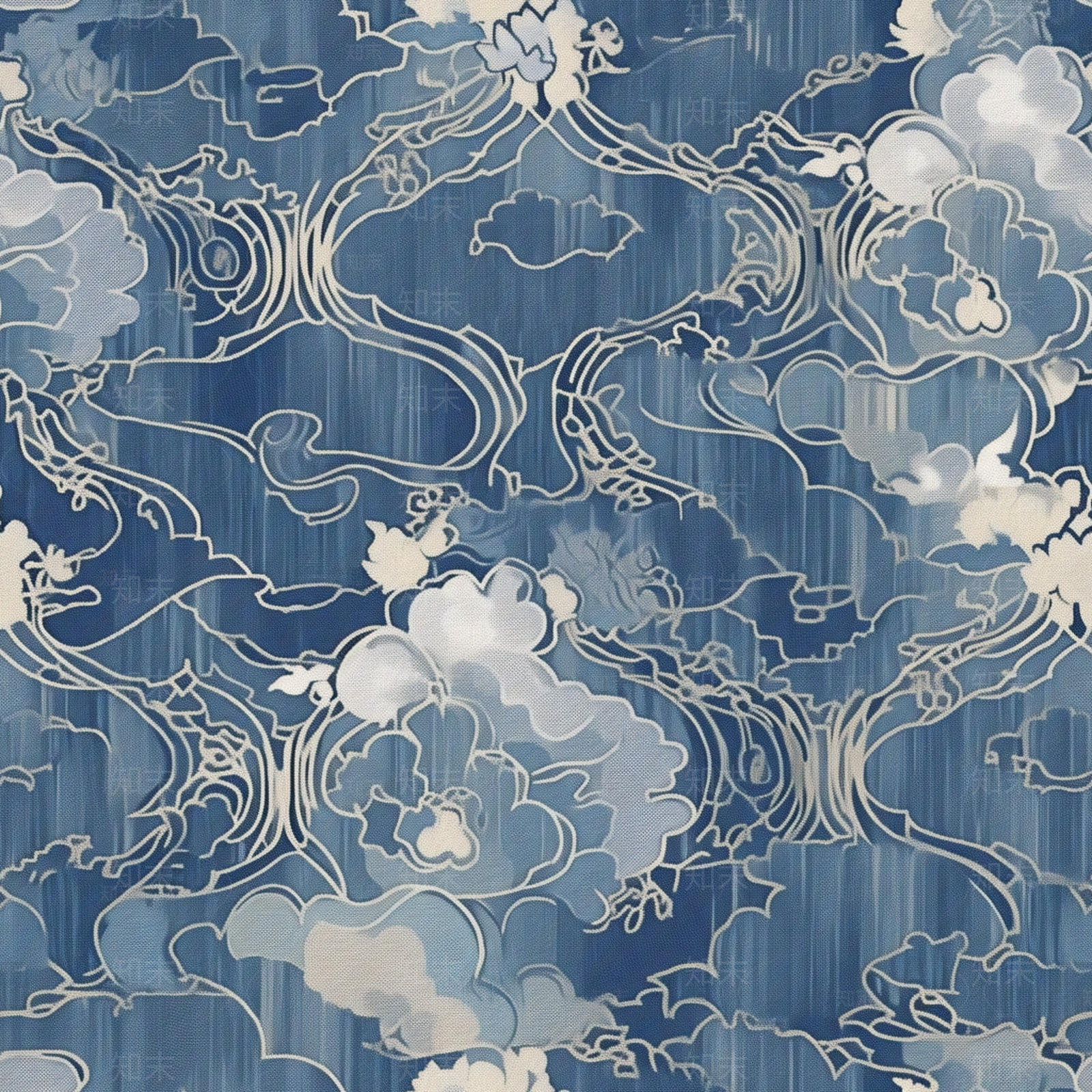 无缝新中式浅蓝色云纹酒店轻奢地毯贴图下载【ID:1160849932】