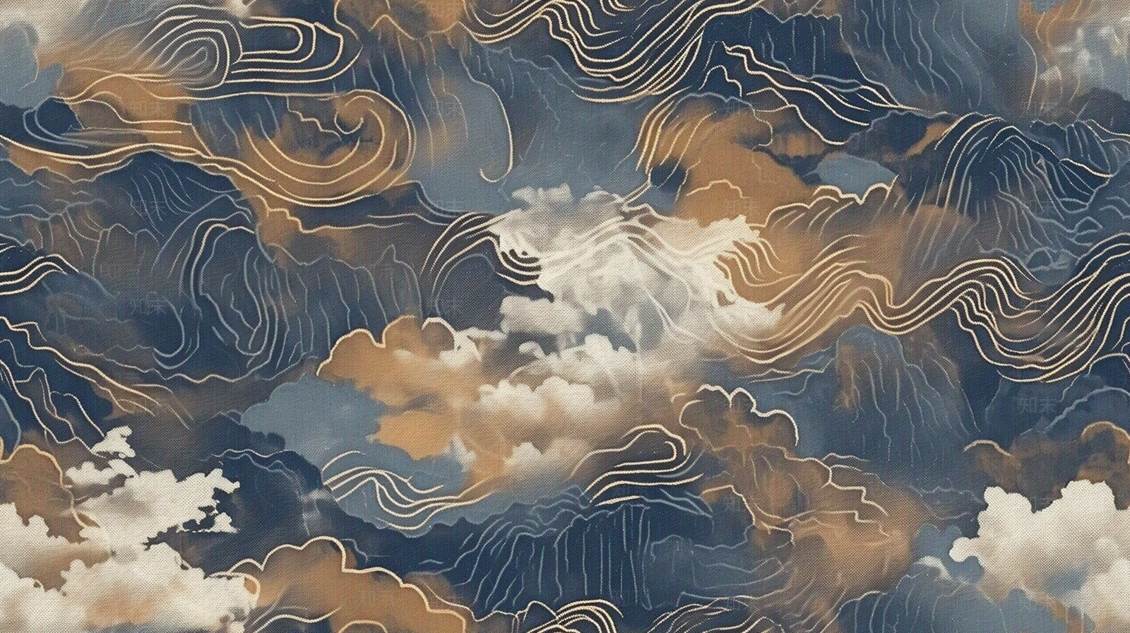 无缝新中式山水纹理酒店精致高级地毯下载【ID:1160849907】