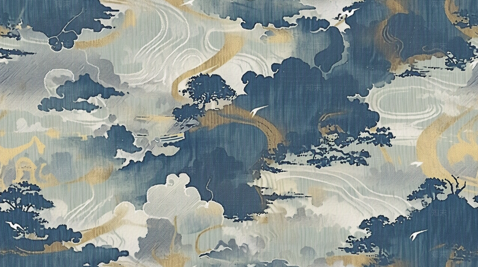 无缝新中式浅蓝白色山水纹理酒店轻奢地毯贴图下载【ID:1160849988】