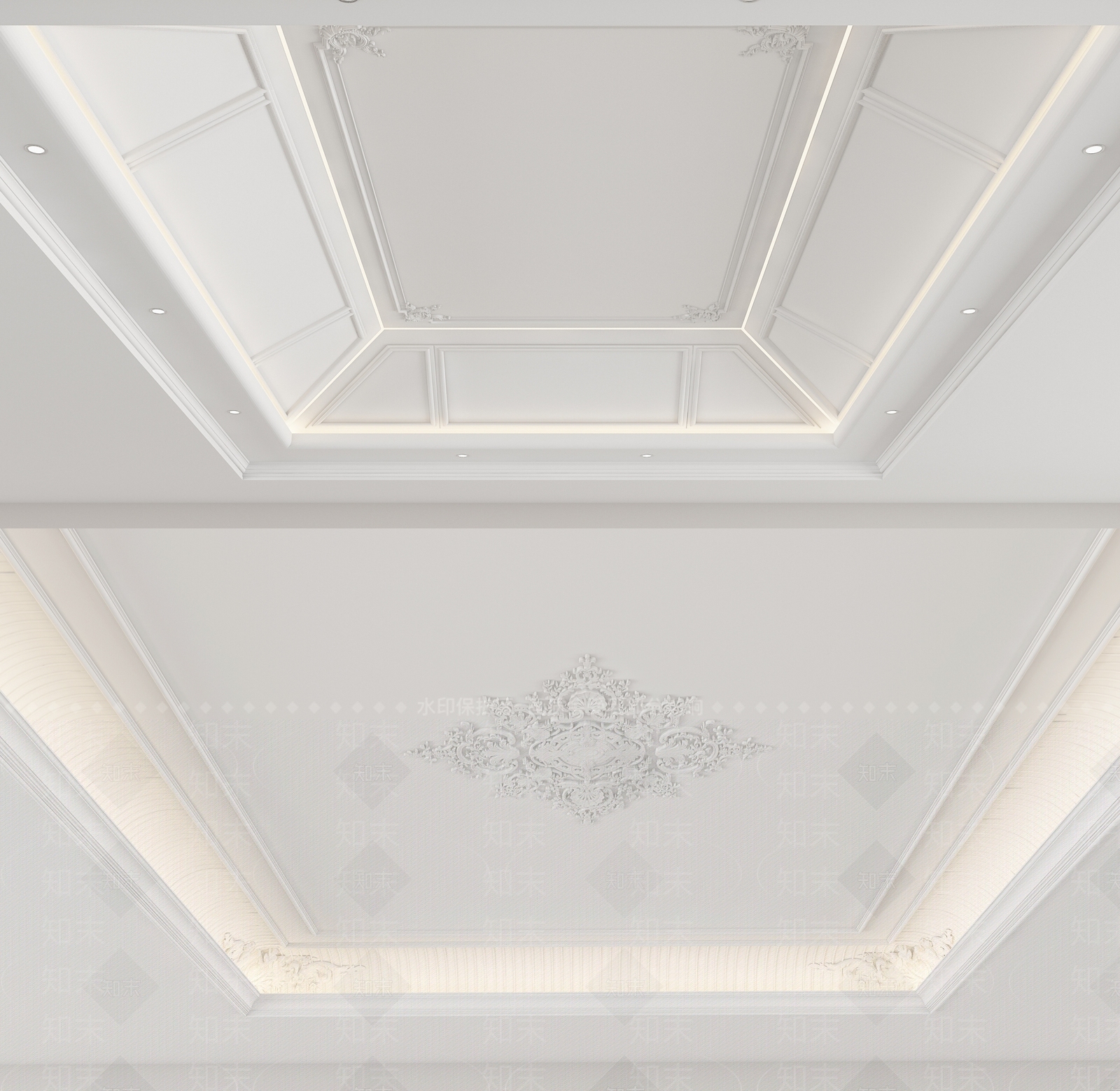 简欧欧式天花吊顶3D模型下载【ID:1160850548】