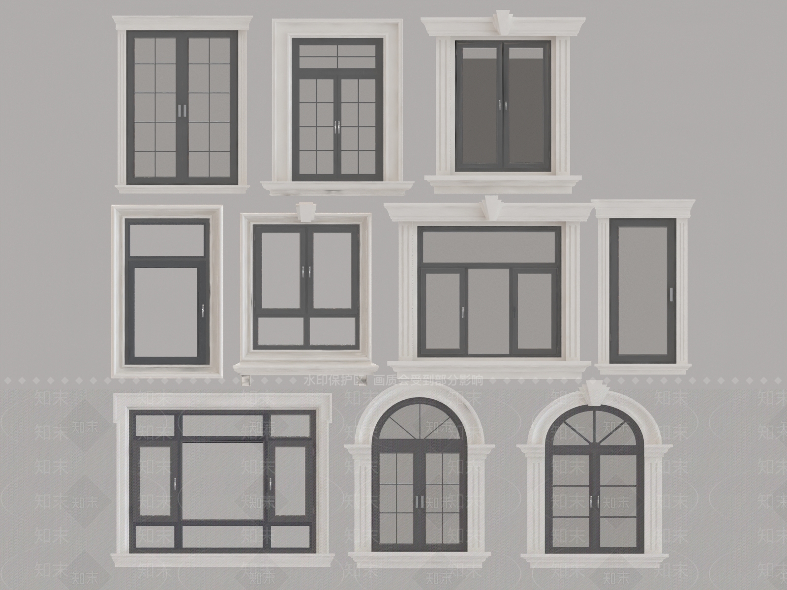 简欧欧式窗户3D模型下载【ID:1160851331】