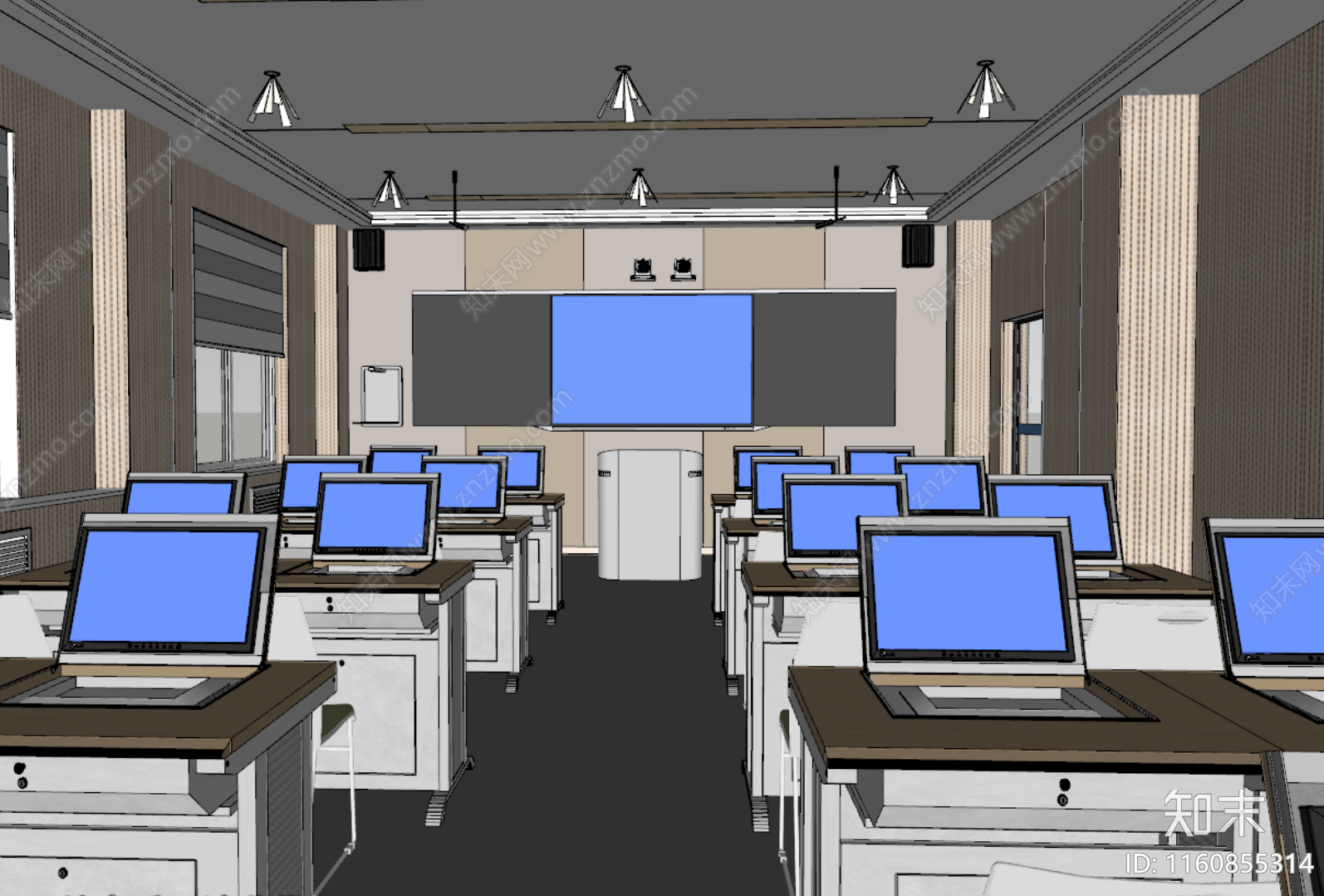 现代标准录播教室SU模型下载【ID:1160855314】