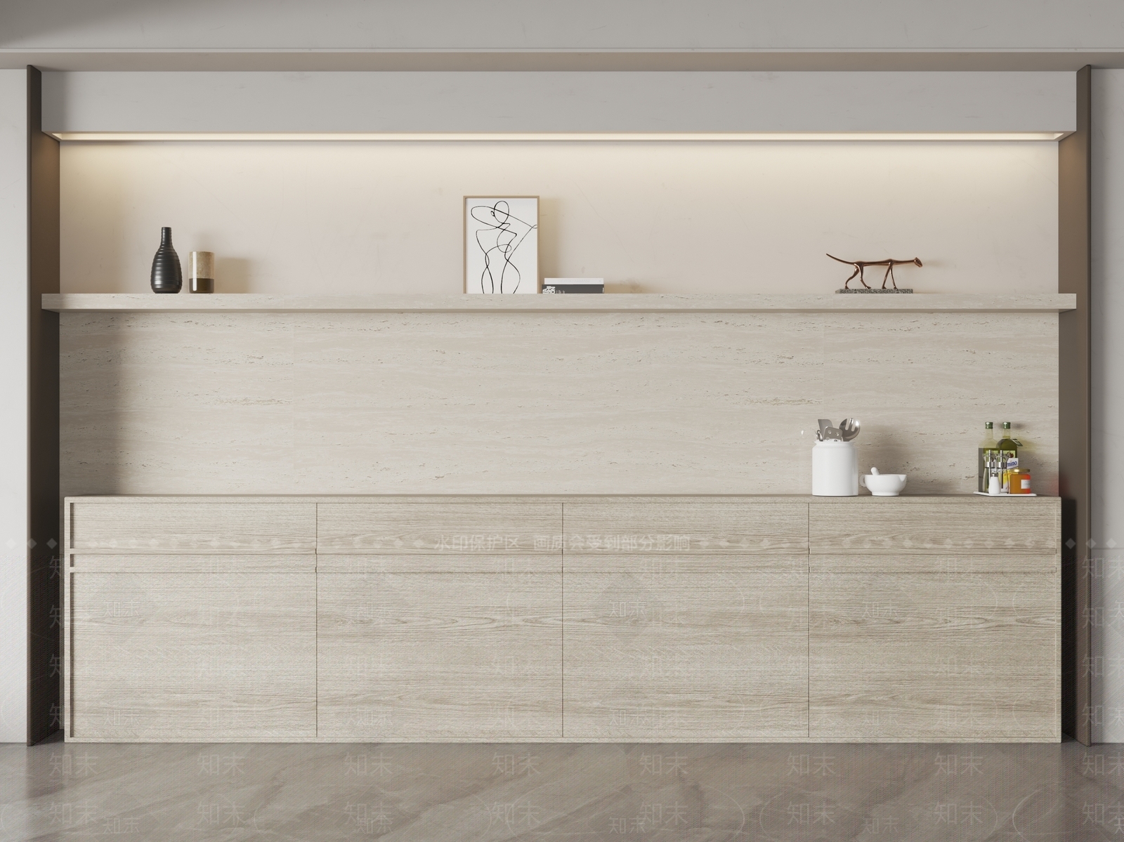 侘寂风餐厅酒柜3D模型下载【ID:1160855961】