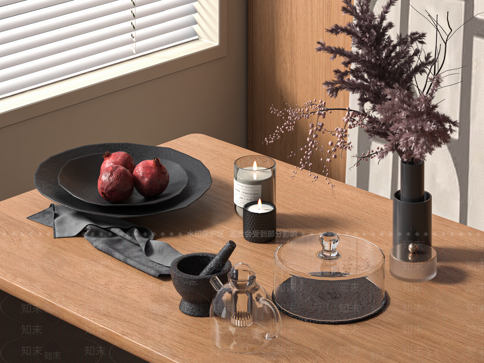 现代桌面摆件组合3D模型下载【ID:1160856036】