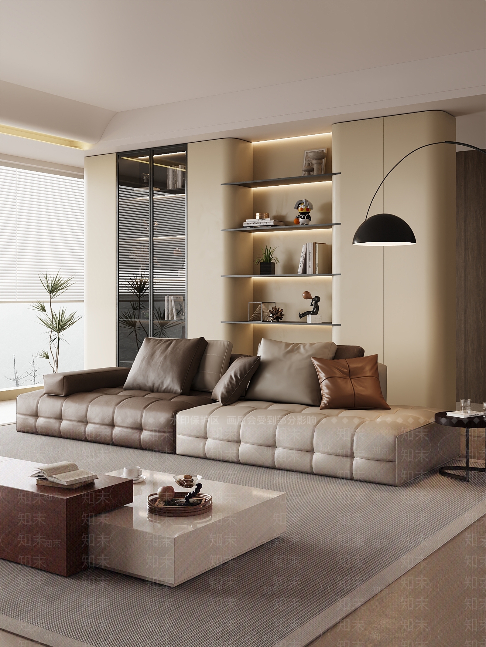 现代奶油风茶几组合3D模型下载【ID:1160859671】