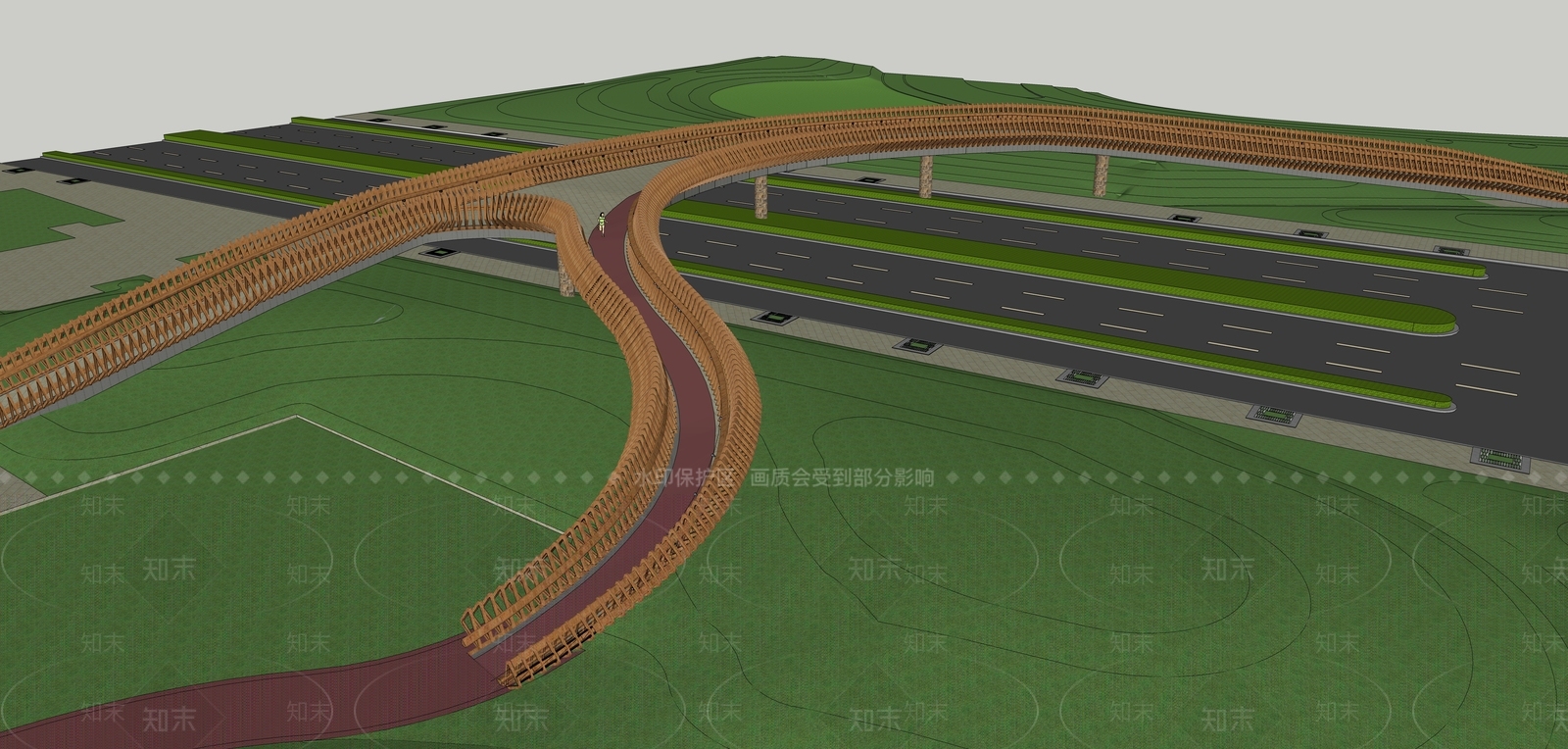 现代景观桥SU模型下载【ID:1160859239】