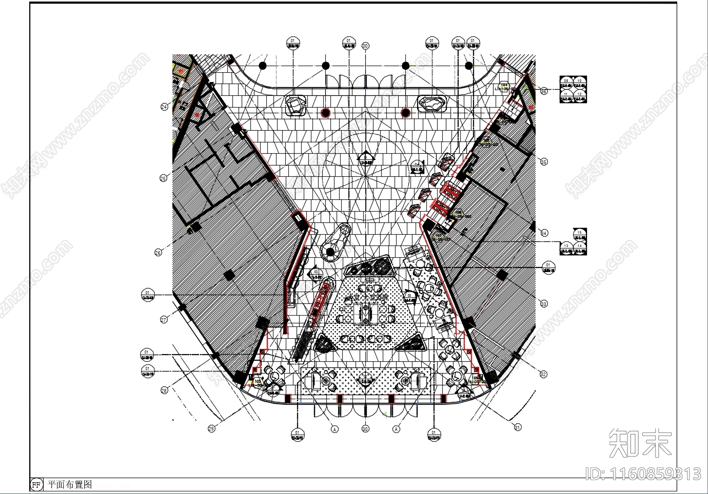 酒店大堂平面图施工图下载【ID:1160859313】