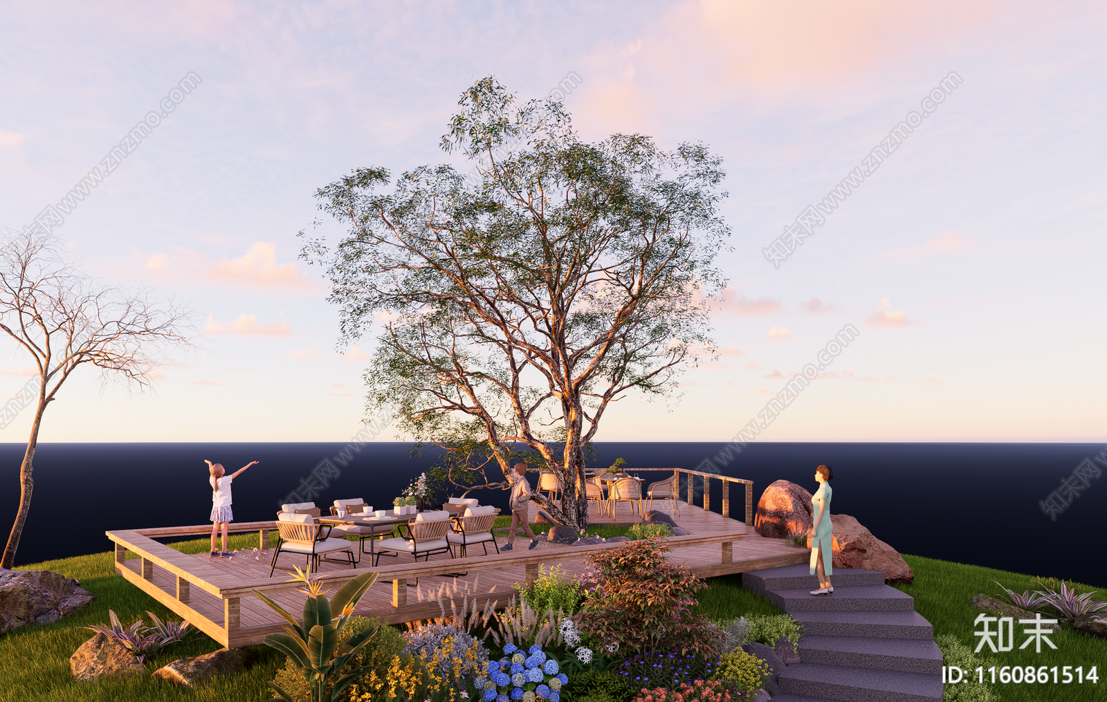 现代木平台观景台SU模型下载【ID:1160861514】