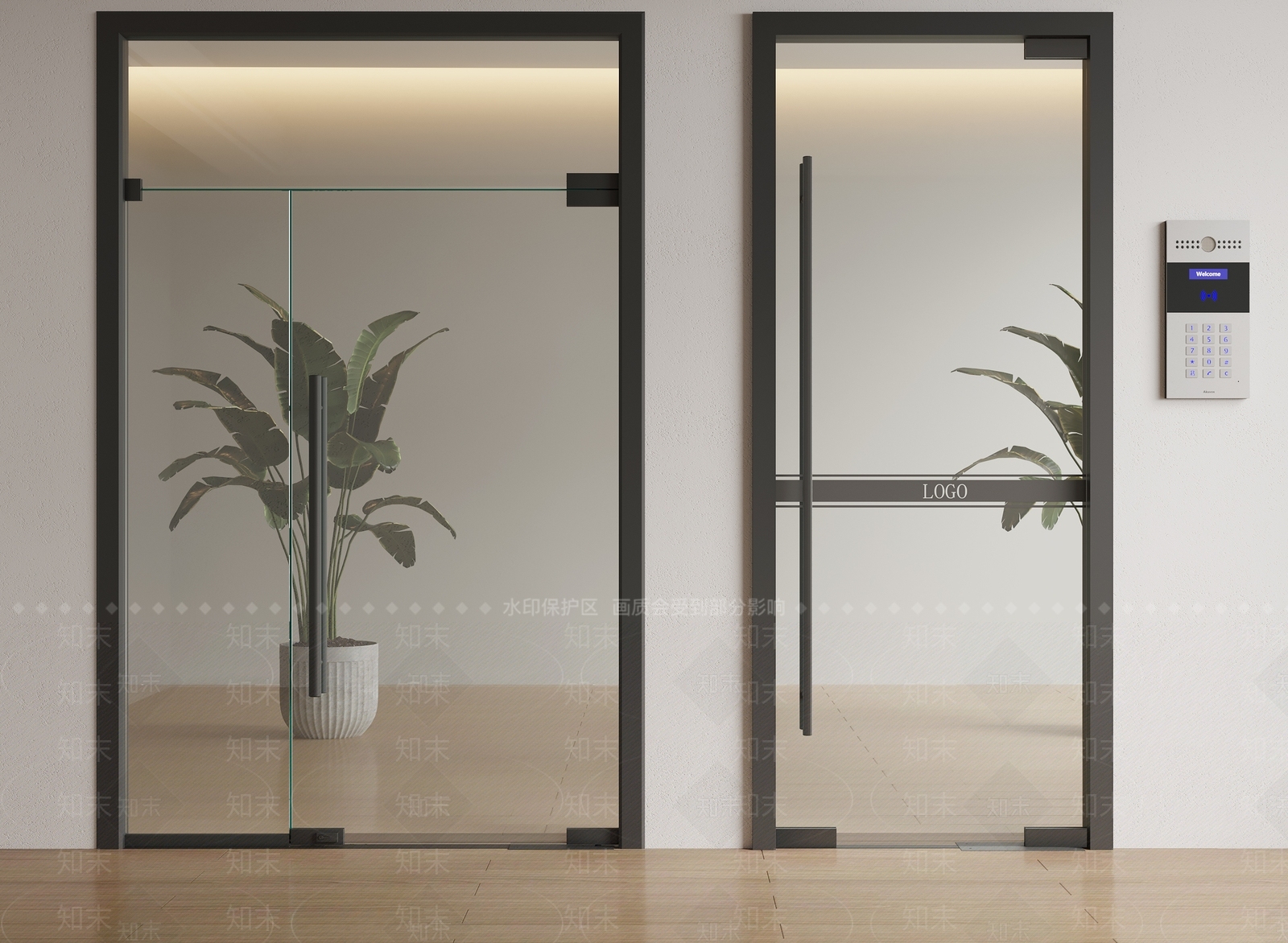 现代玻璃双开门3D模型下载【ID:1160863912】