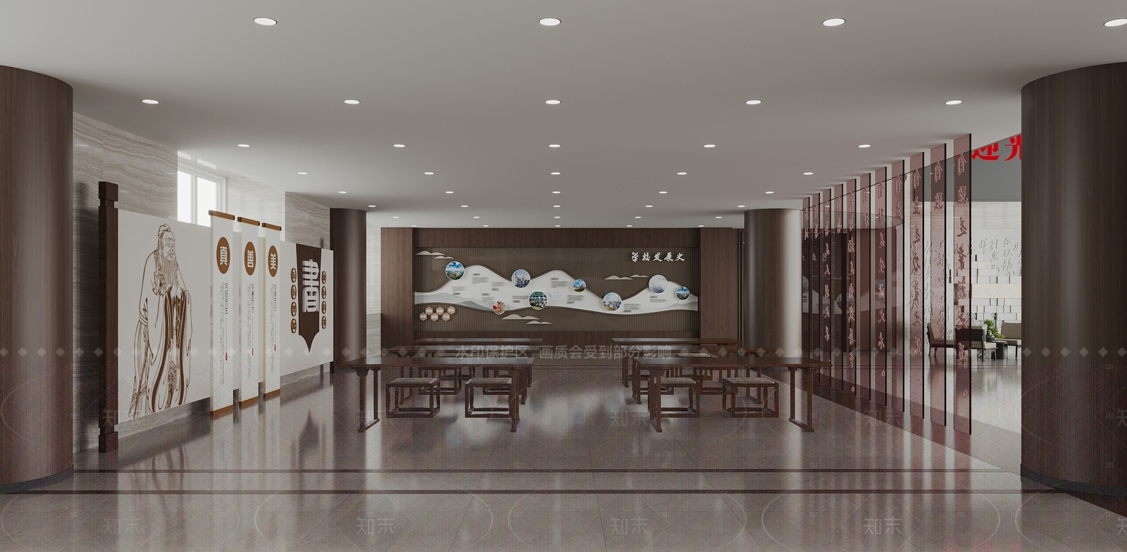 现代学校大厅3D模型下载【ID:1160868181】_知末3d模型网