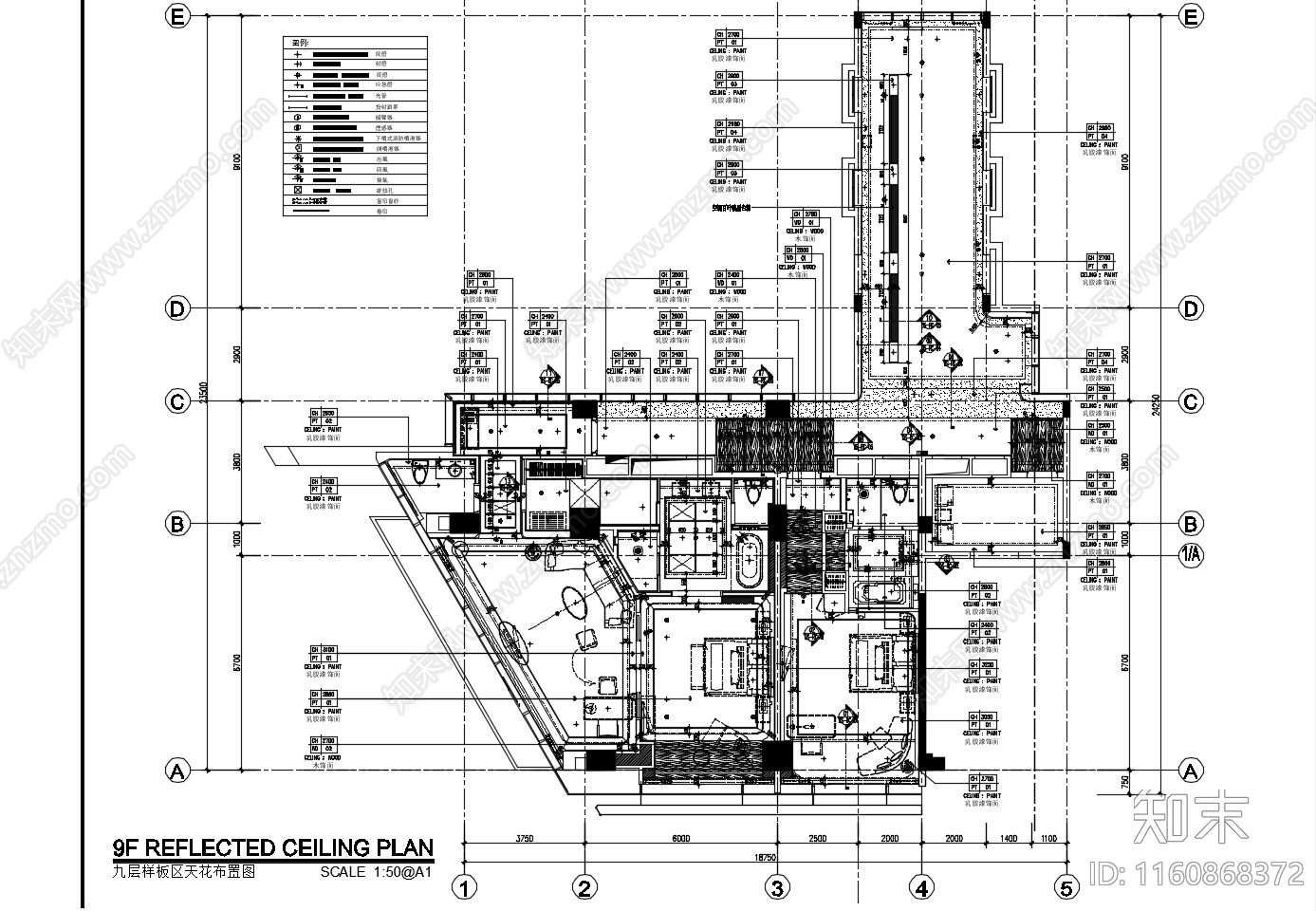 酒店样板房区电梯厅套房单标平面图施工图下载【ID:1160868372】
