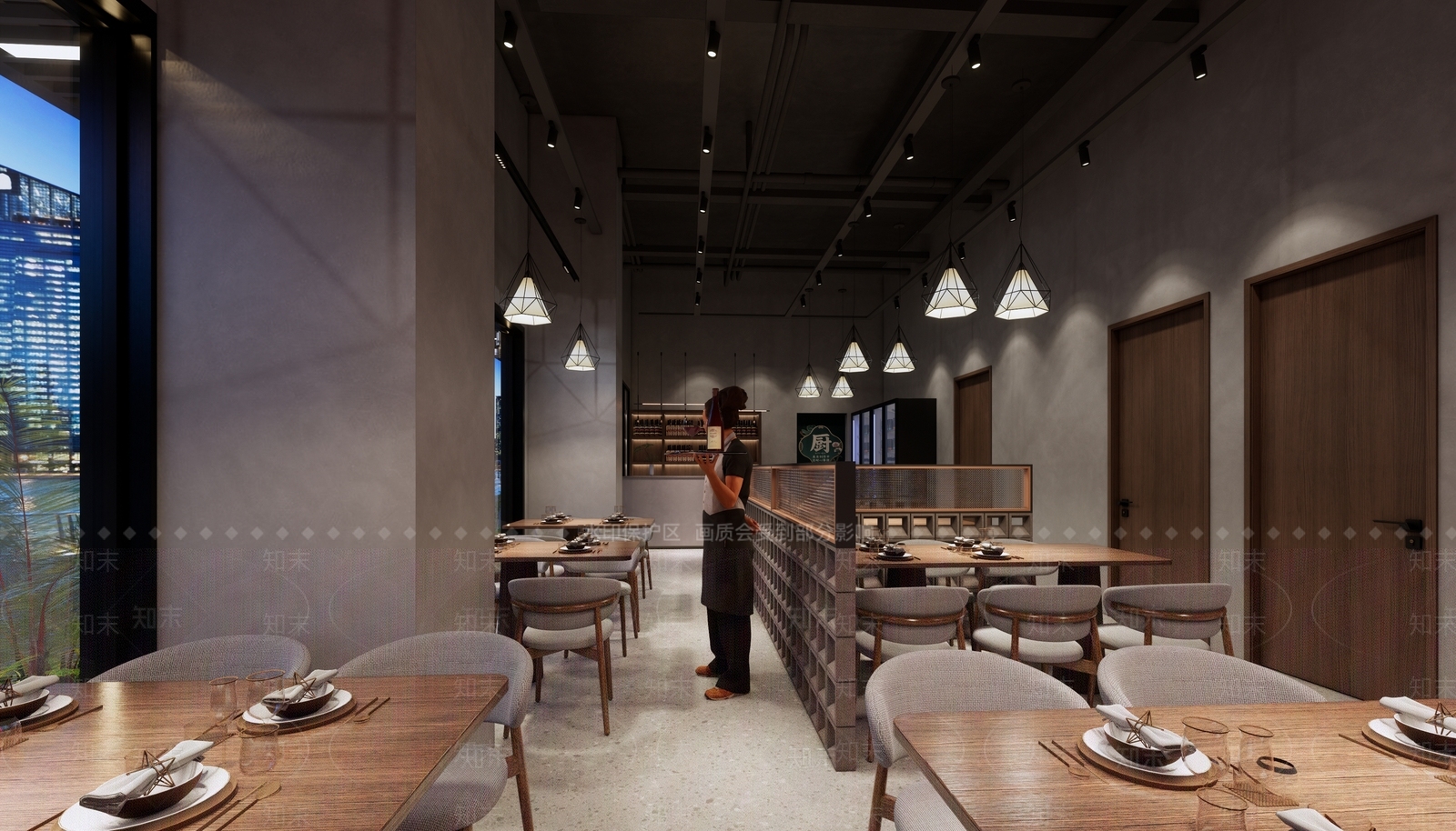 现代夜宵烧烤店SU模型下载【ID:1160869050】