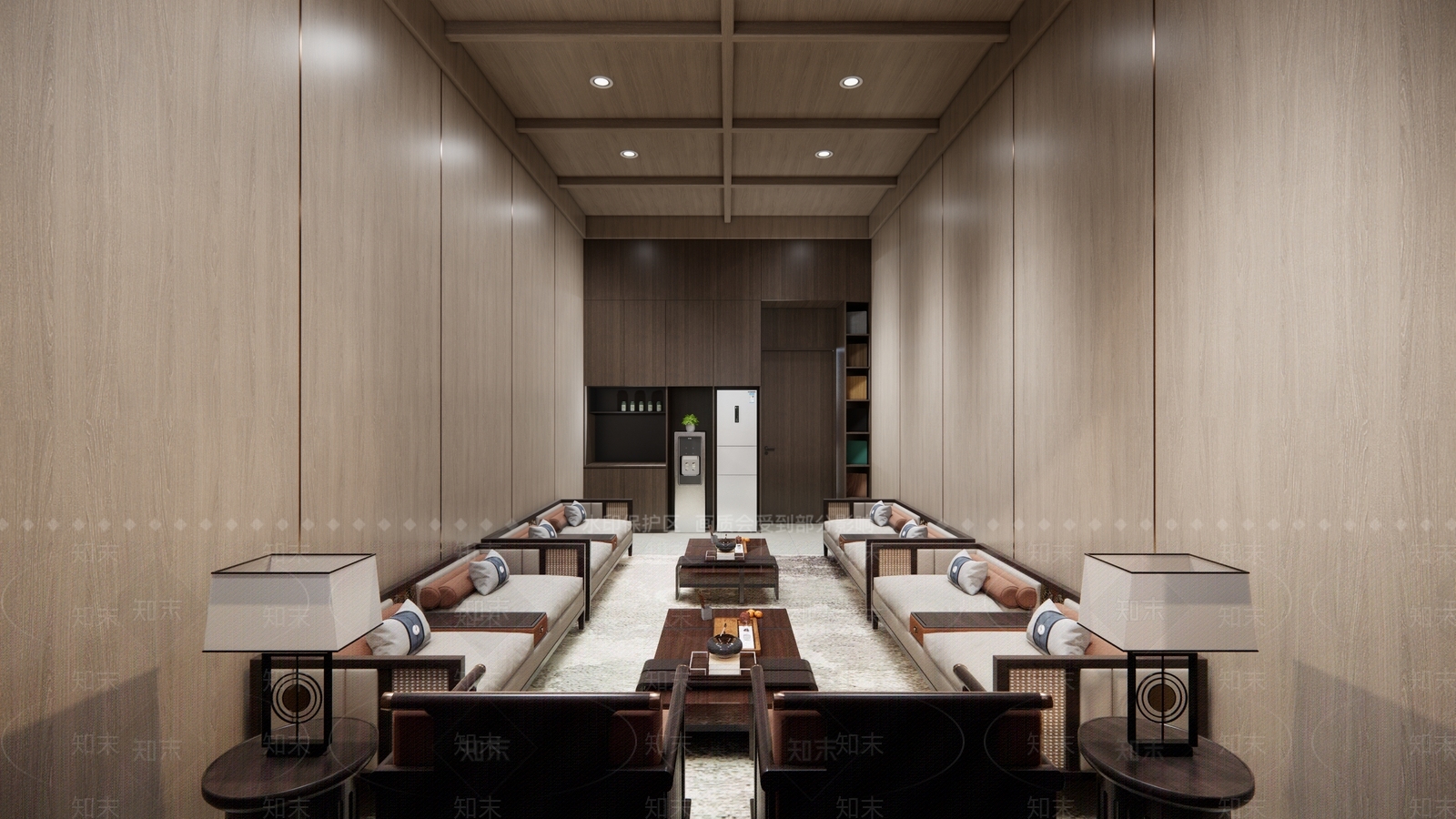 新中式商务接待室SU模型下载【ID:1160870726】
