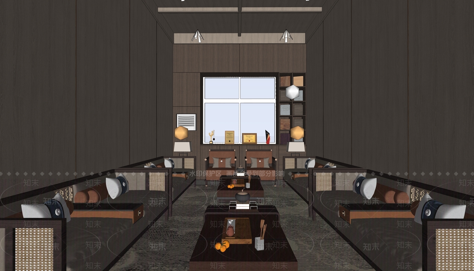 新中式商务接待室SU模型下载【ID:1160870726】