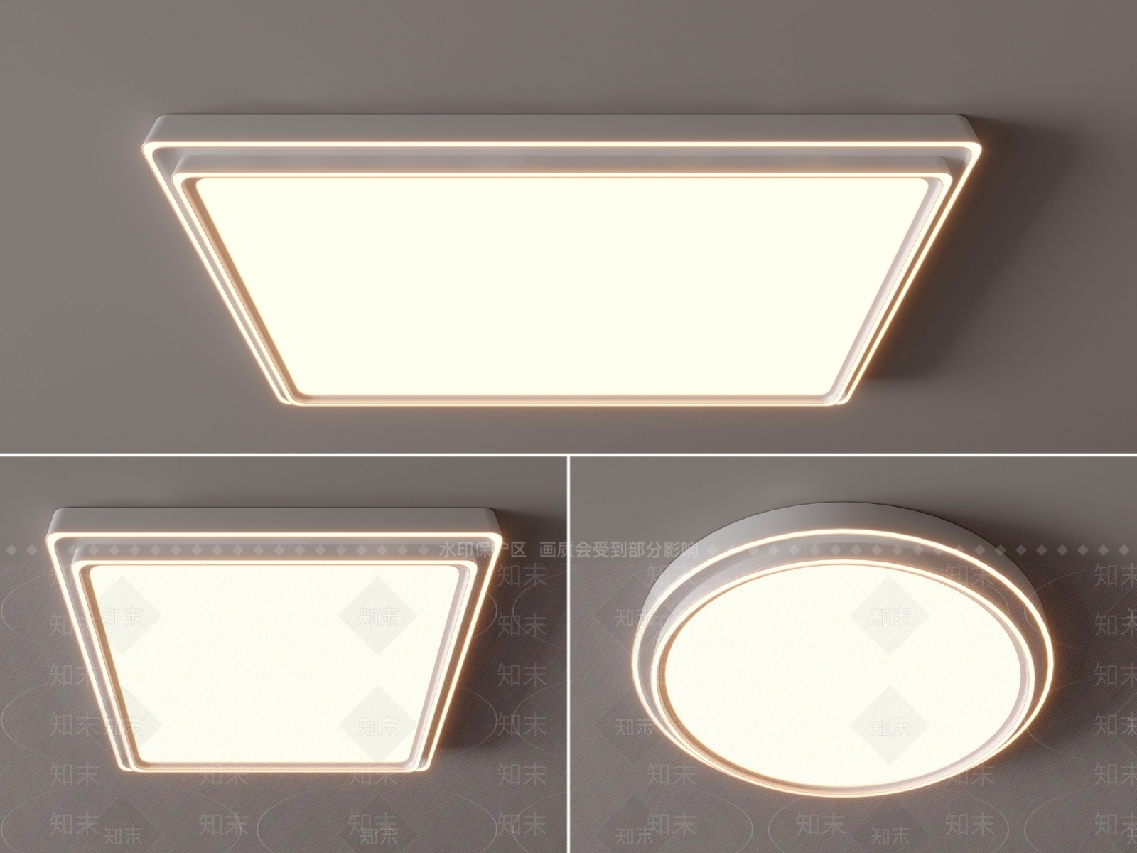 现代吸顶灯3D模型下载【ID:1160880319】