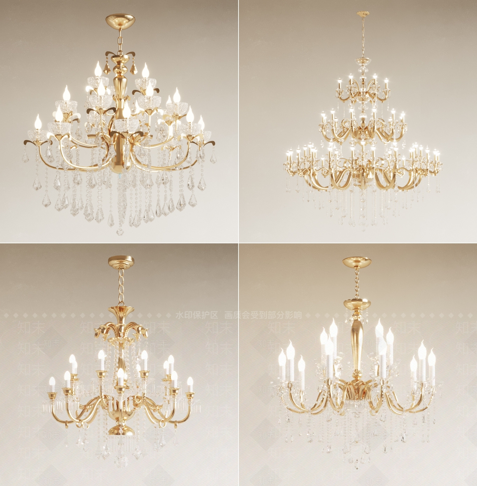 欧式吊灯SU模型下载【ID:1160871717】