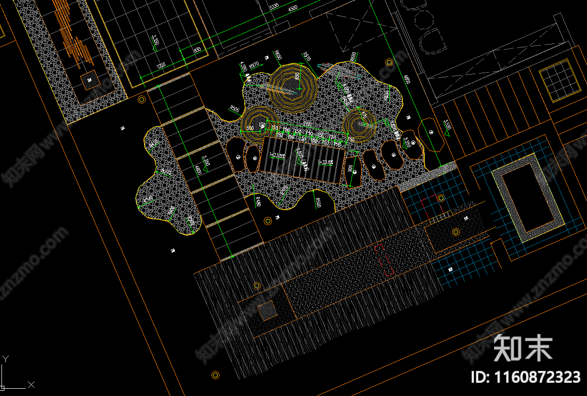 枯山水庭院景观平面图cad施工图下载【ID:1160872323】