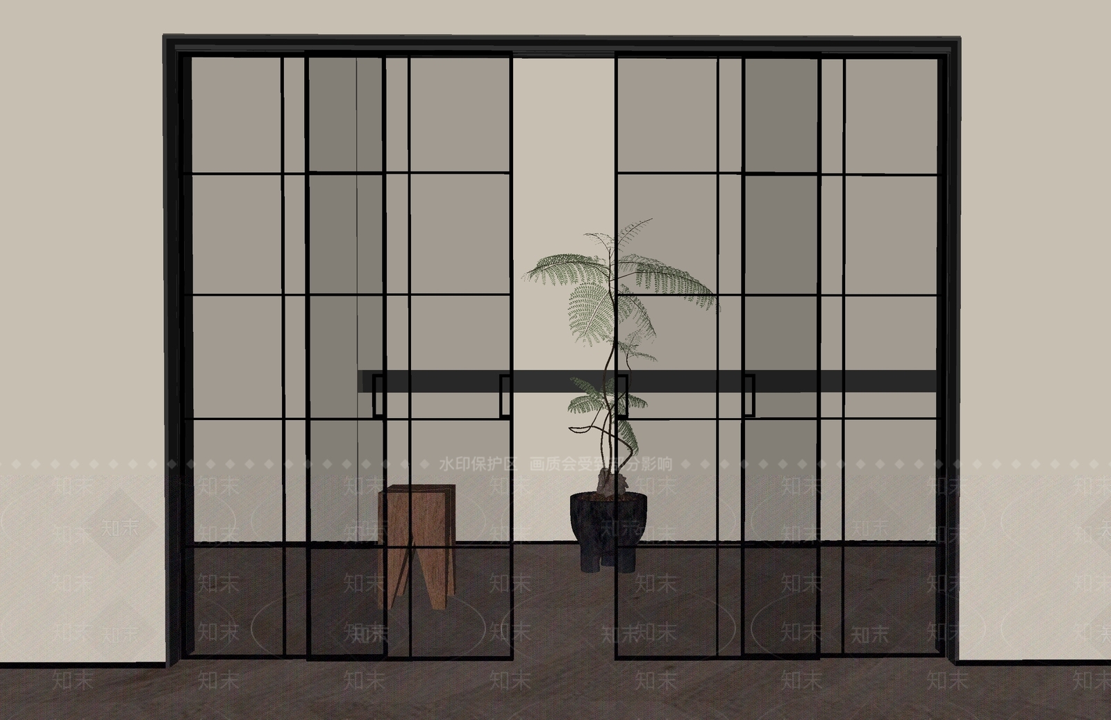 现代长虹玻璃推拉门SU模型下载【ID:1160877855】